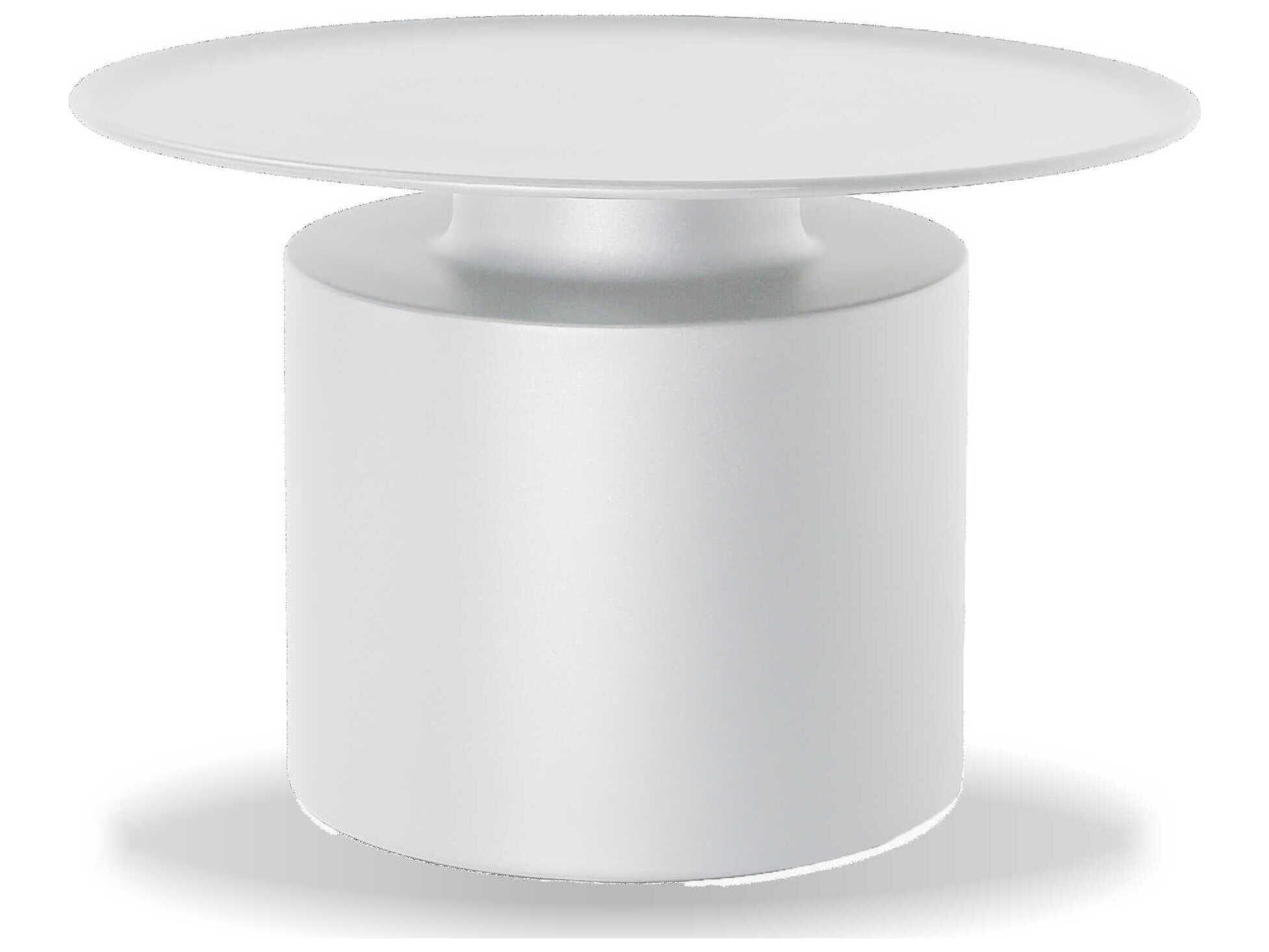 Mobital Rook Round Metal Matte White Coffee Table