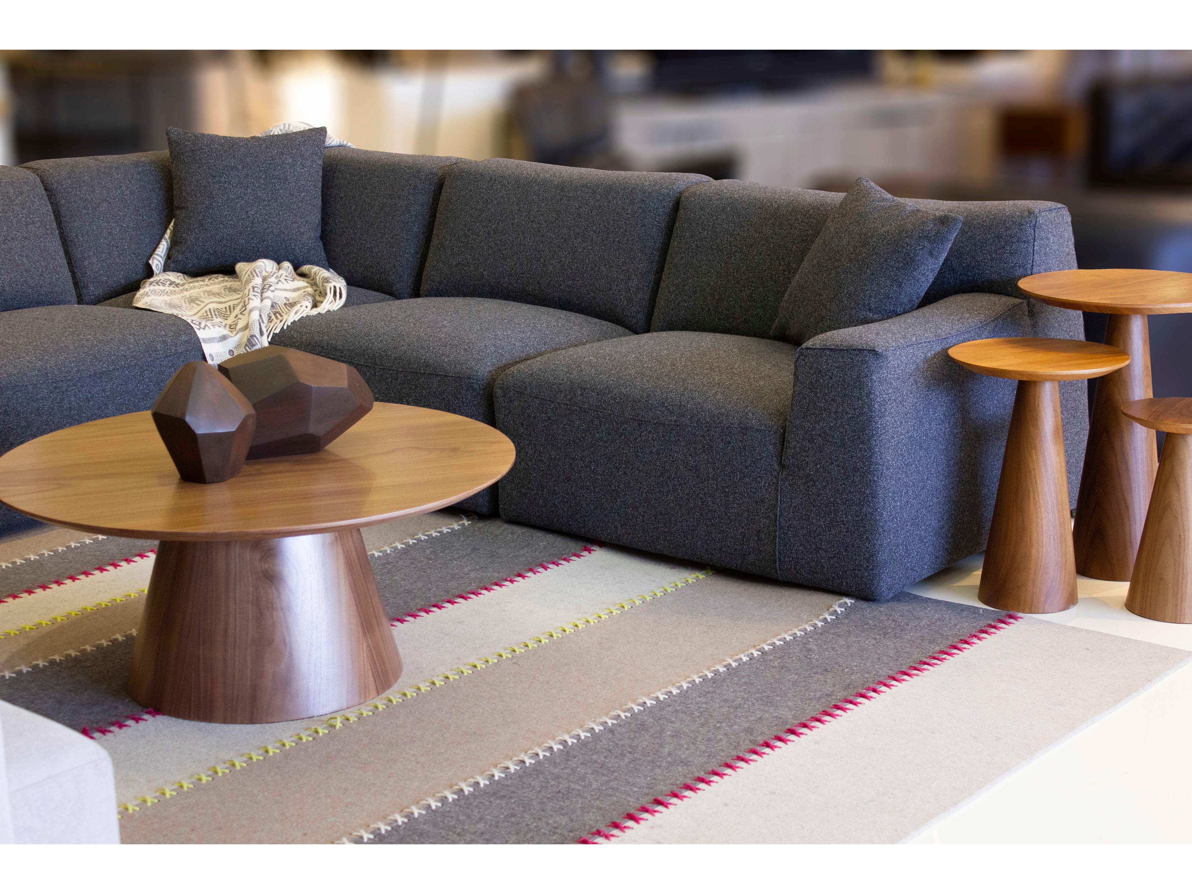 Mobital Tower Round Wood Natural Walnut Coffee Table