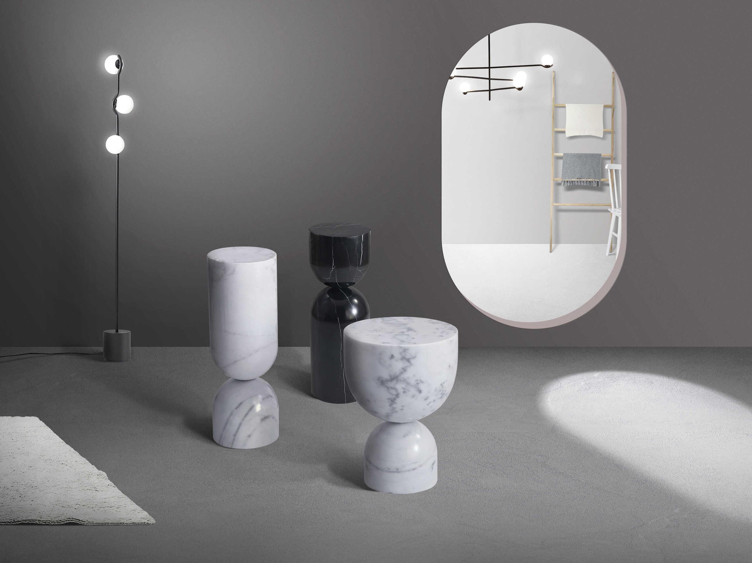 Mobital Apothecary Round Marble White End Table