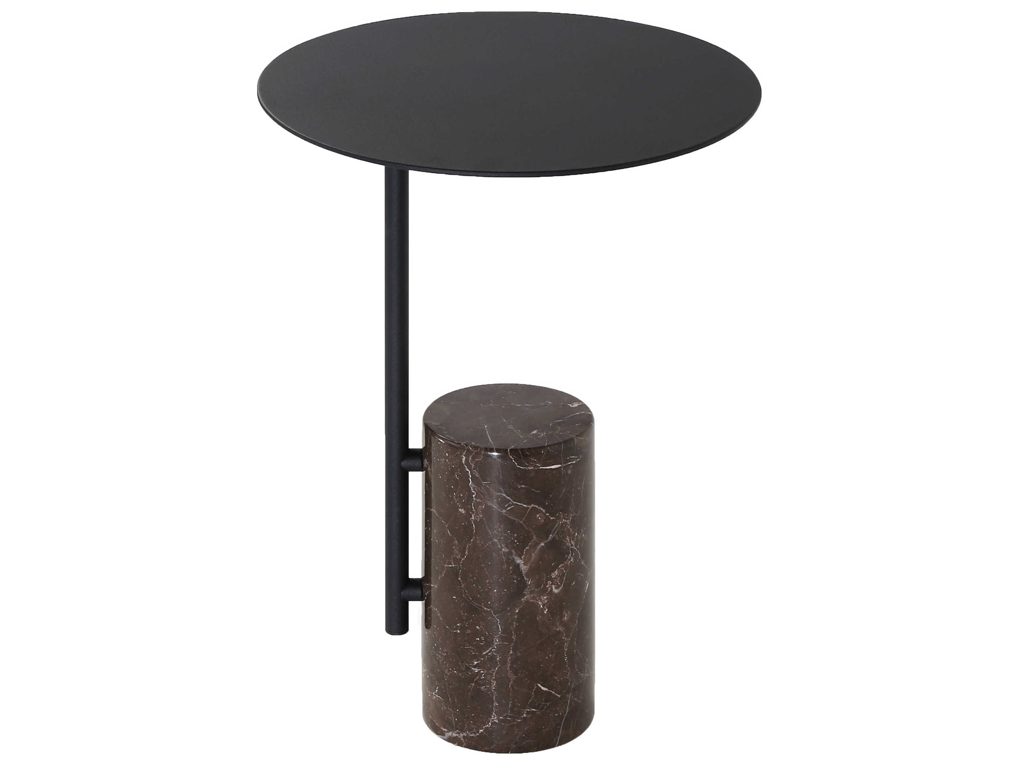 Mobital Butler Round Marble Black Brown Round End Table