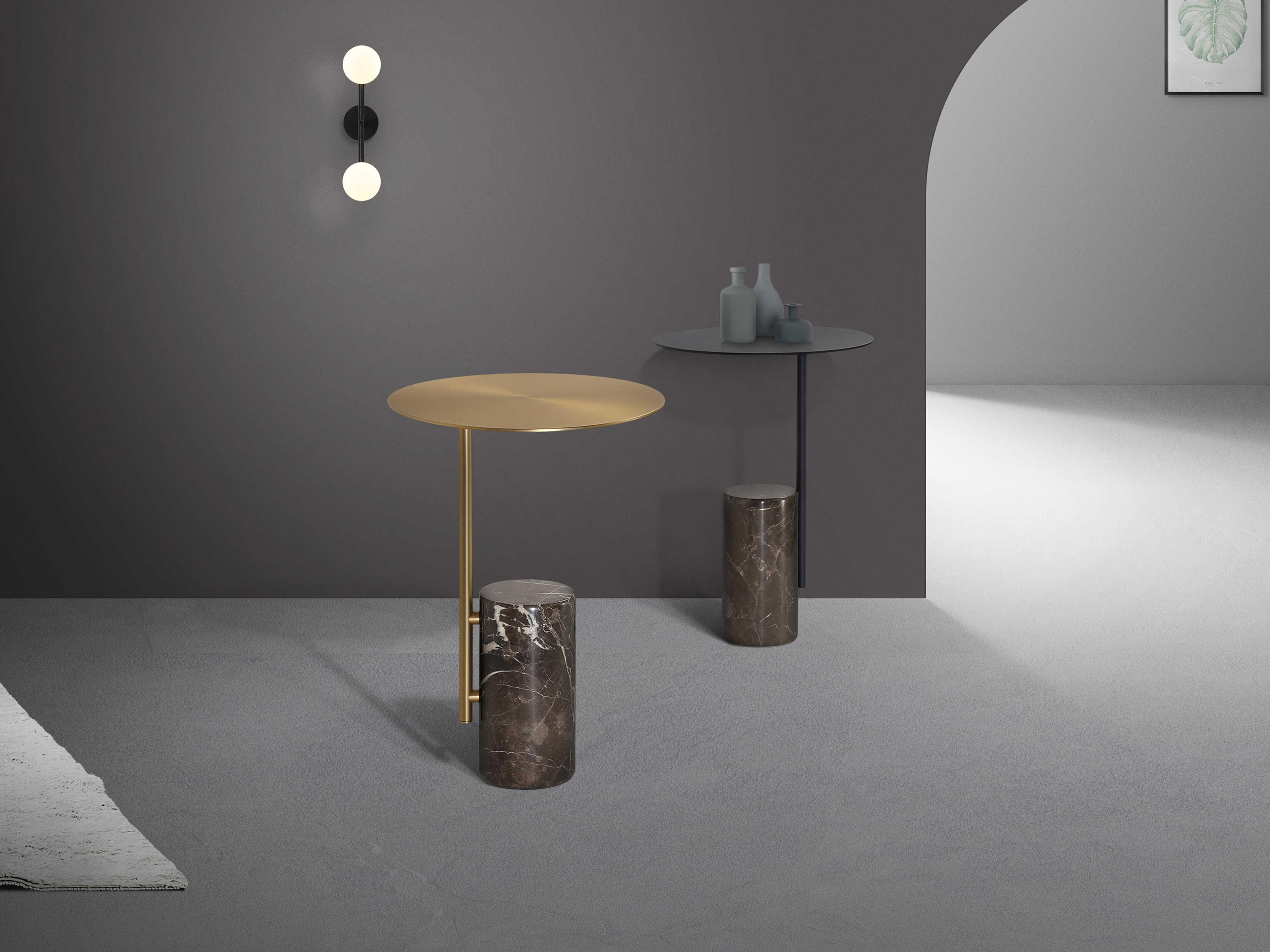 Mobital Butler Round Marble Brass White Round End Table