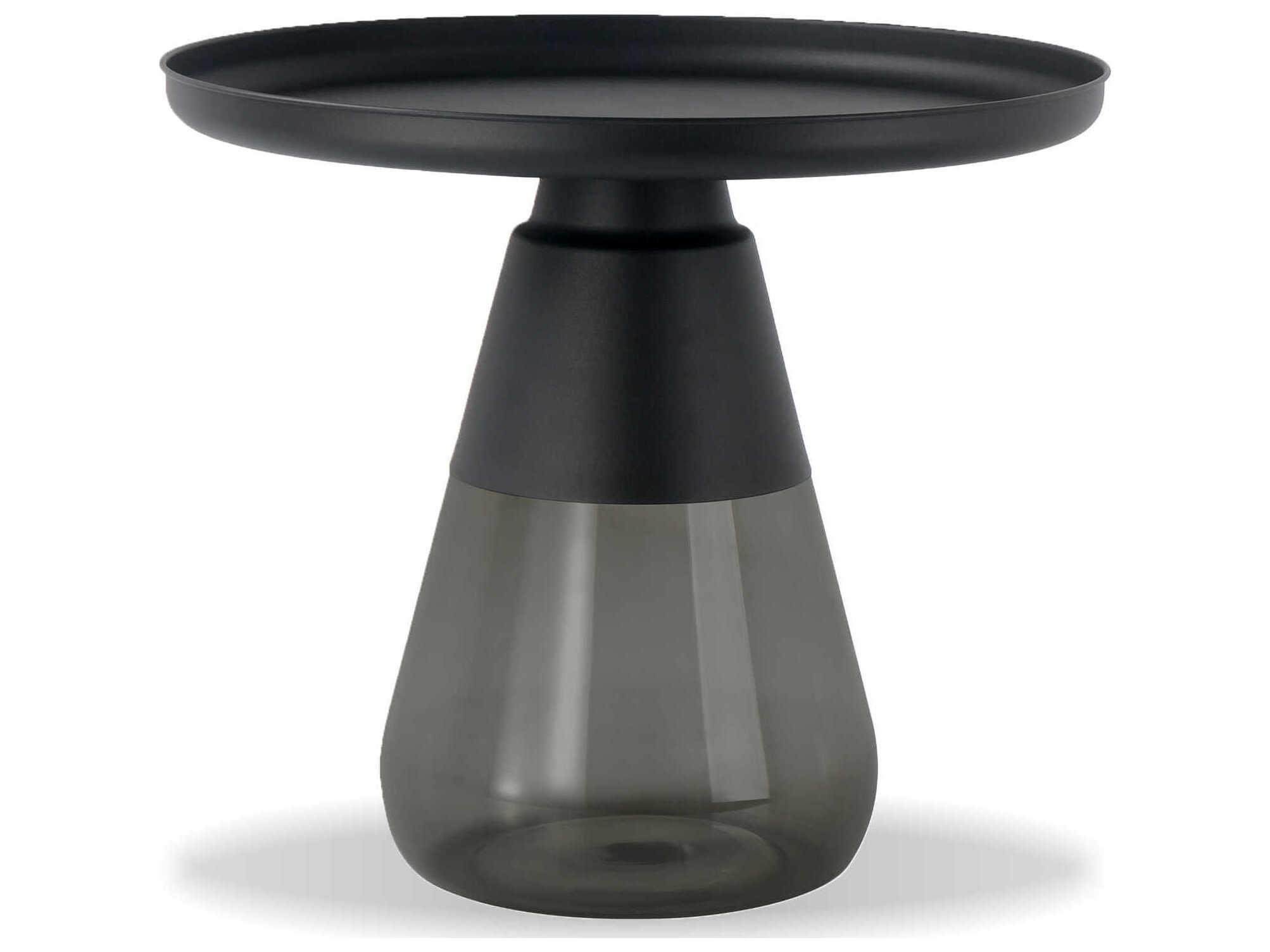 Mobital Duverre Round Metal Matte Black Smoke End Table