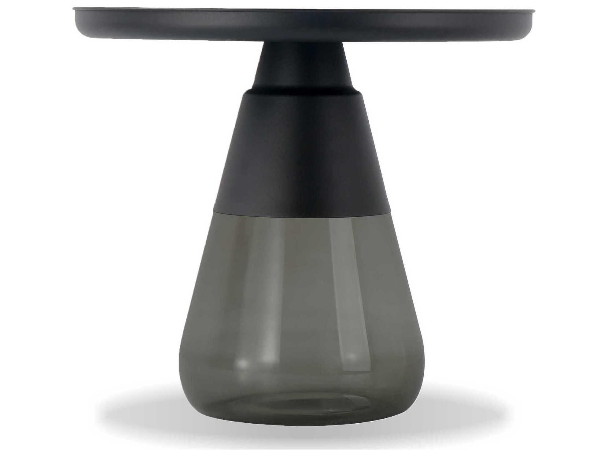 Mobital Duverre Round Metal Matte Black Smoke End Table