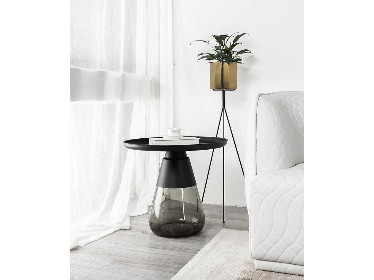 Mobital Duverre Round Metal Matte Black Smoke End Table
