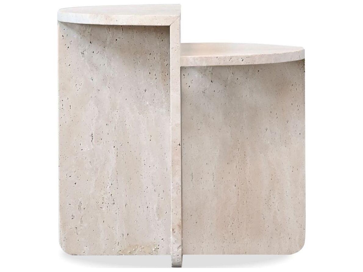Mobital Elio Round Travertine Marble End Table
