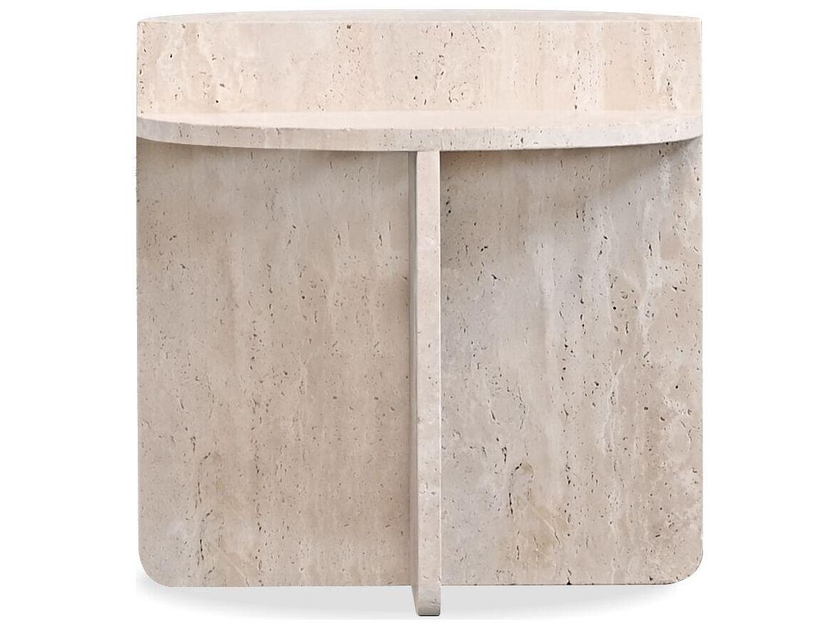 Mobital Elio Round Travertine Marble End Table