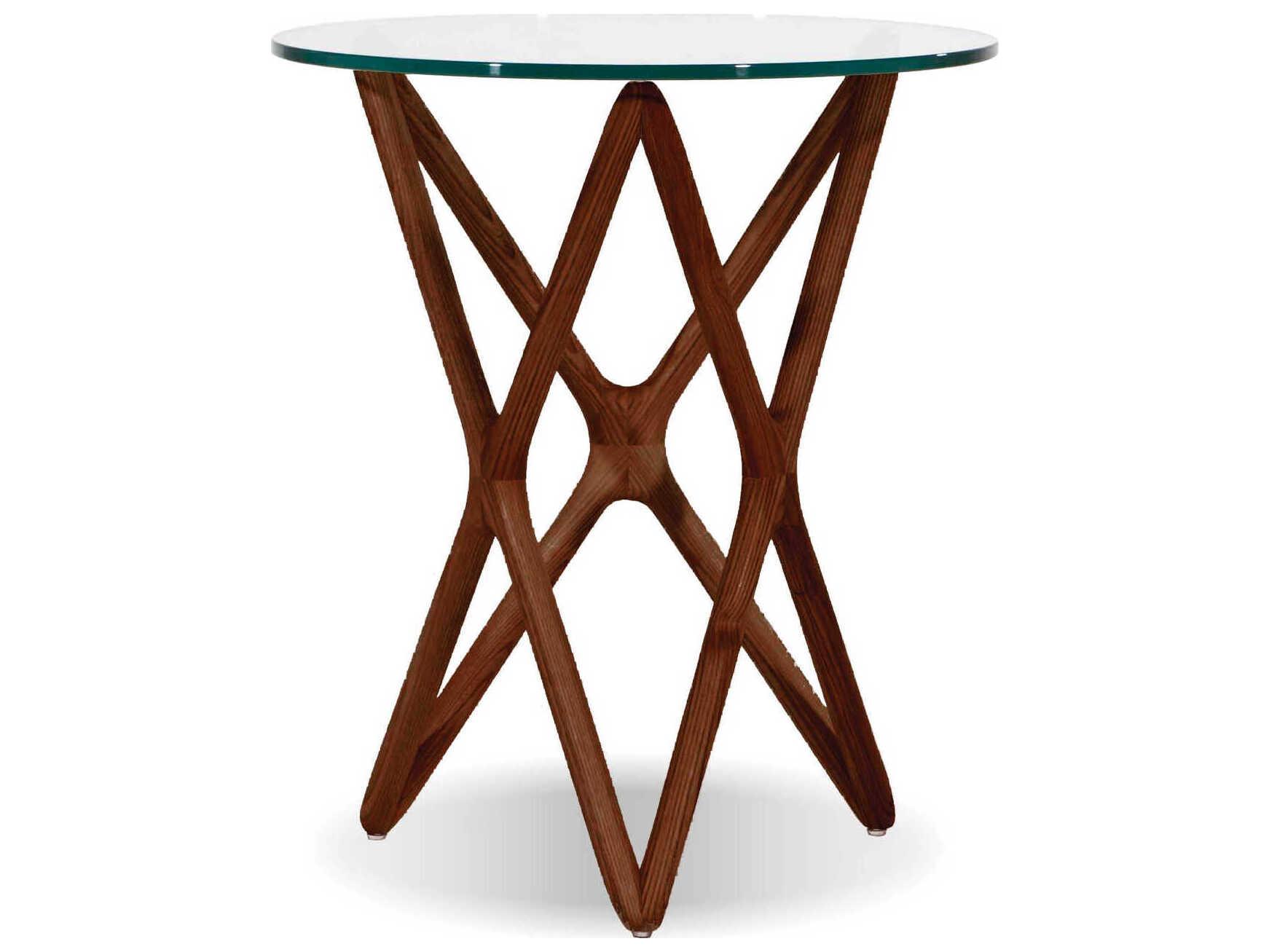 Mobital Quasar Round Glass Stained Walnut End Table