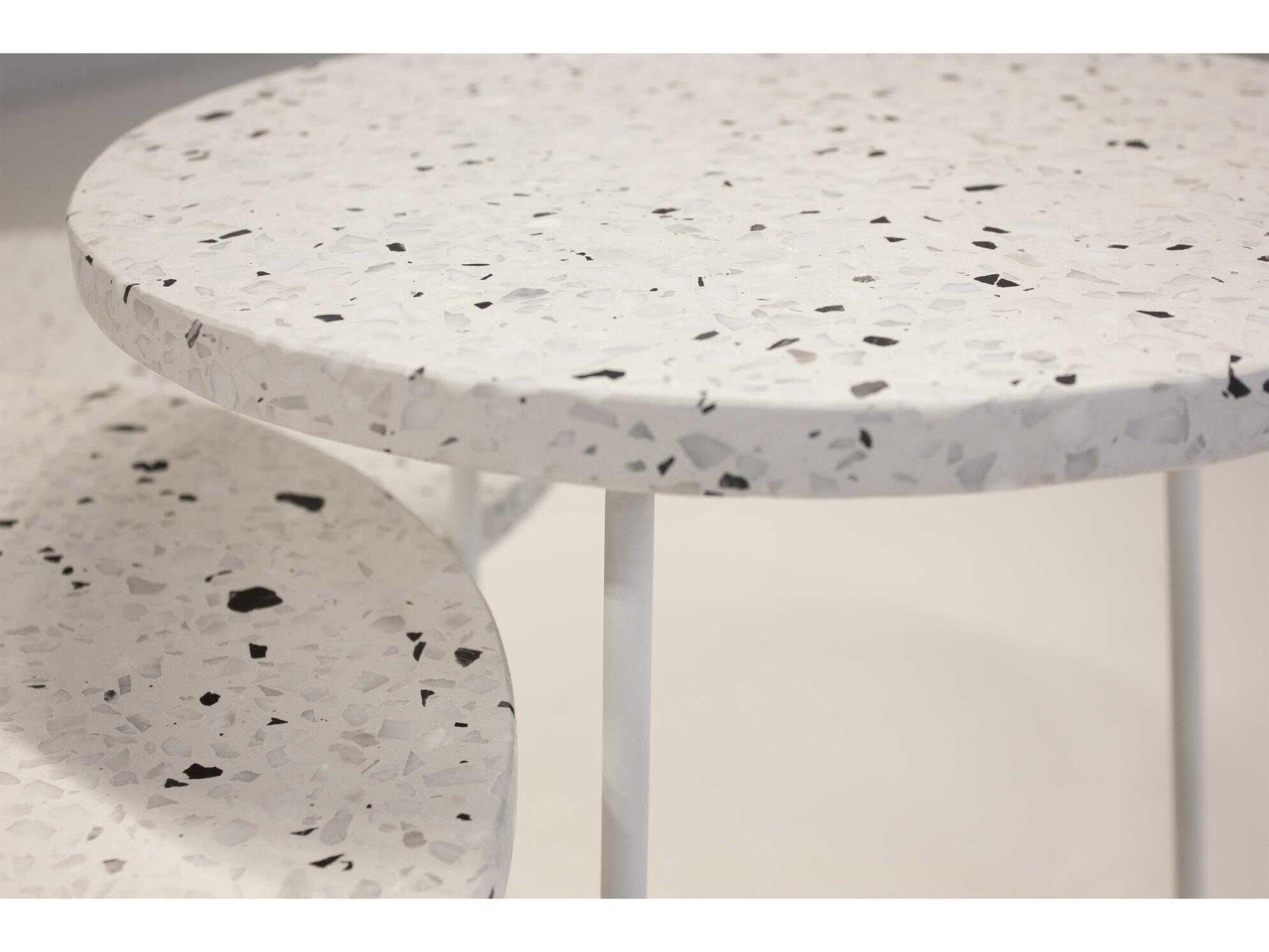 Mobital Rizzo Round Marble White Terrazzo End Table