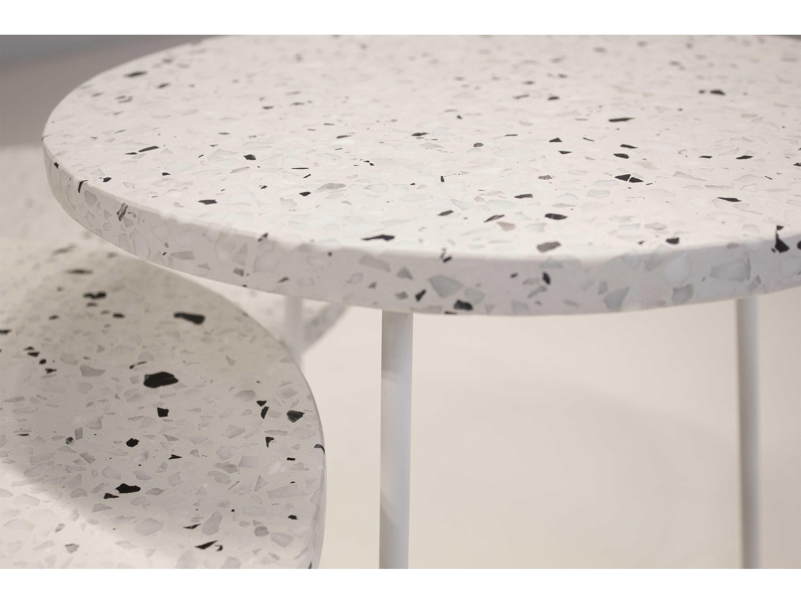 Mobital Rizzo Round Marble White Terrazzo End Table