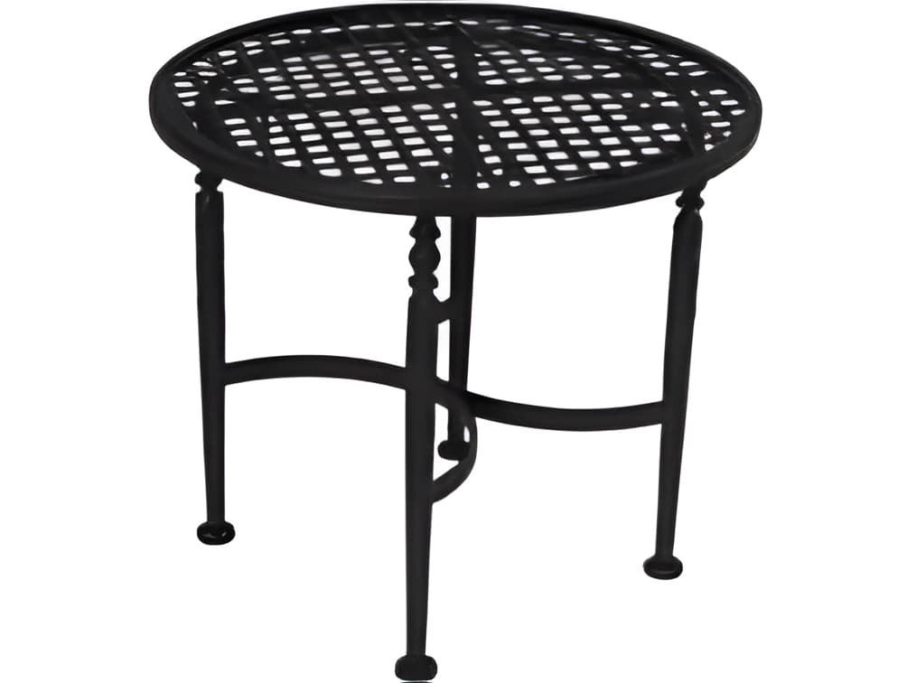 Meadowcraft Athens Wrought Iron Round Patio End Table