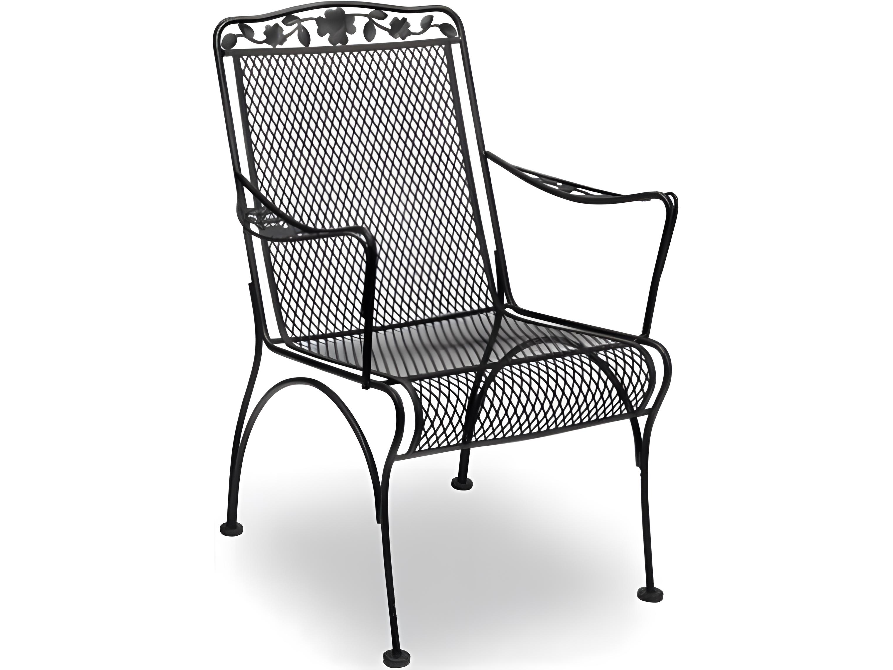 Meadowcraft Dogwood Wrought Iron Outdoor Patio Dining Arm Chair