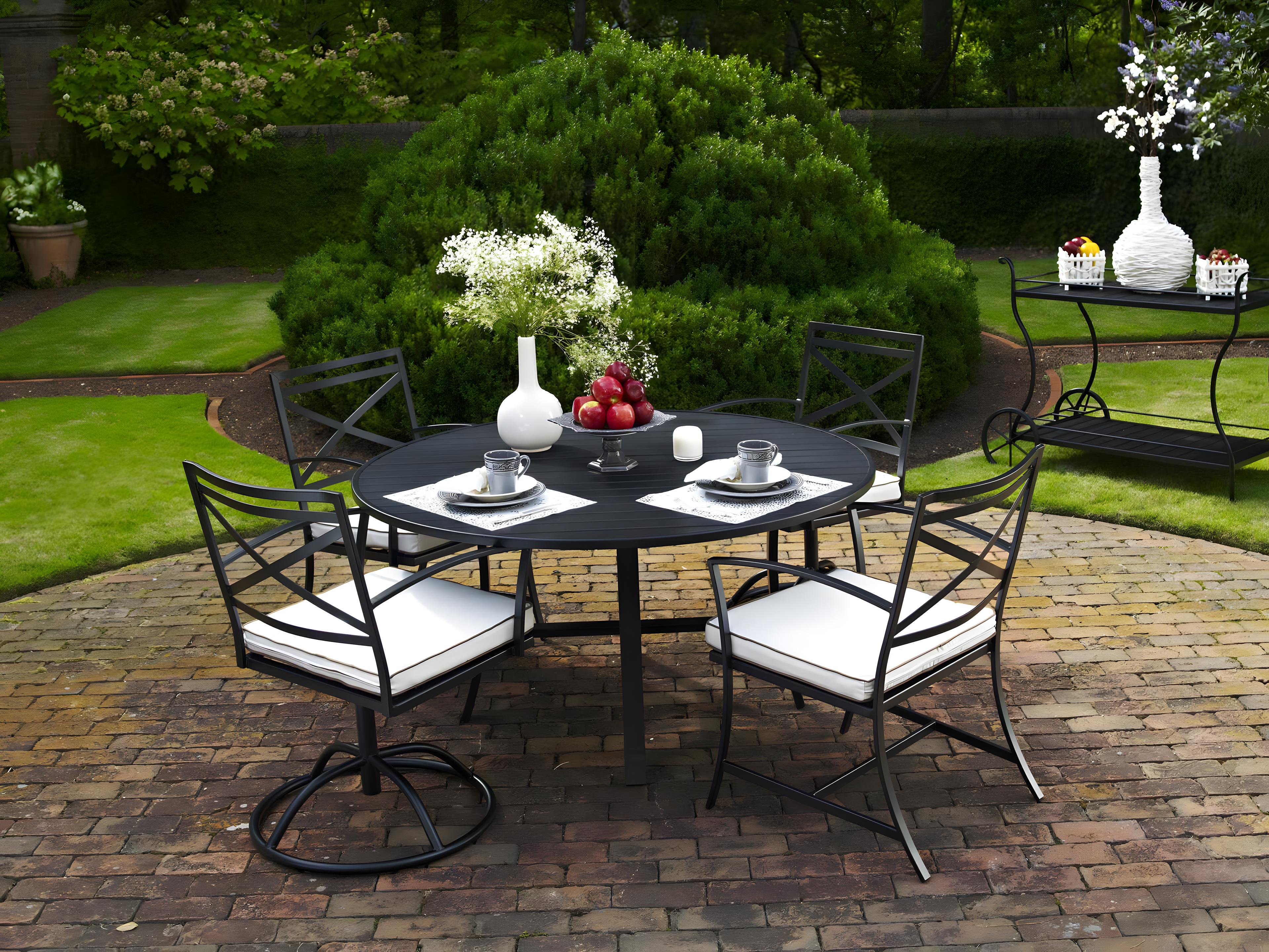Meadowcraft Maddux Wrought Iron Outdoor Patio Dining Set