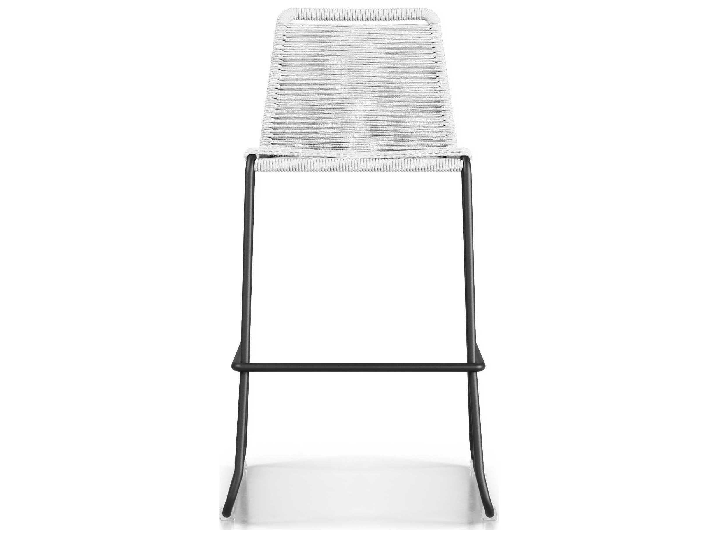 ModLuxe Outdoor Yuma Seat In White Regatta Cord, Frame Black Steel Rope Bar Stool