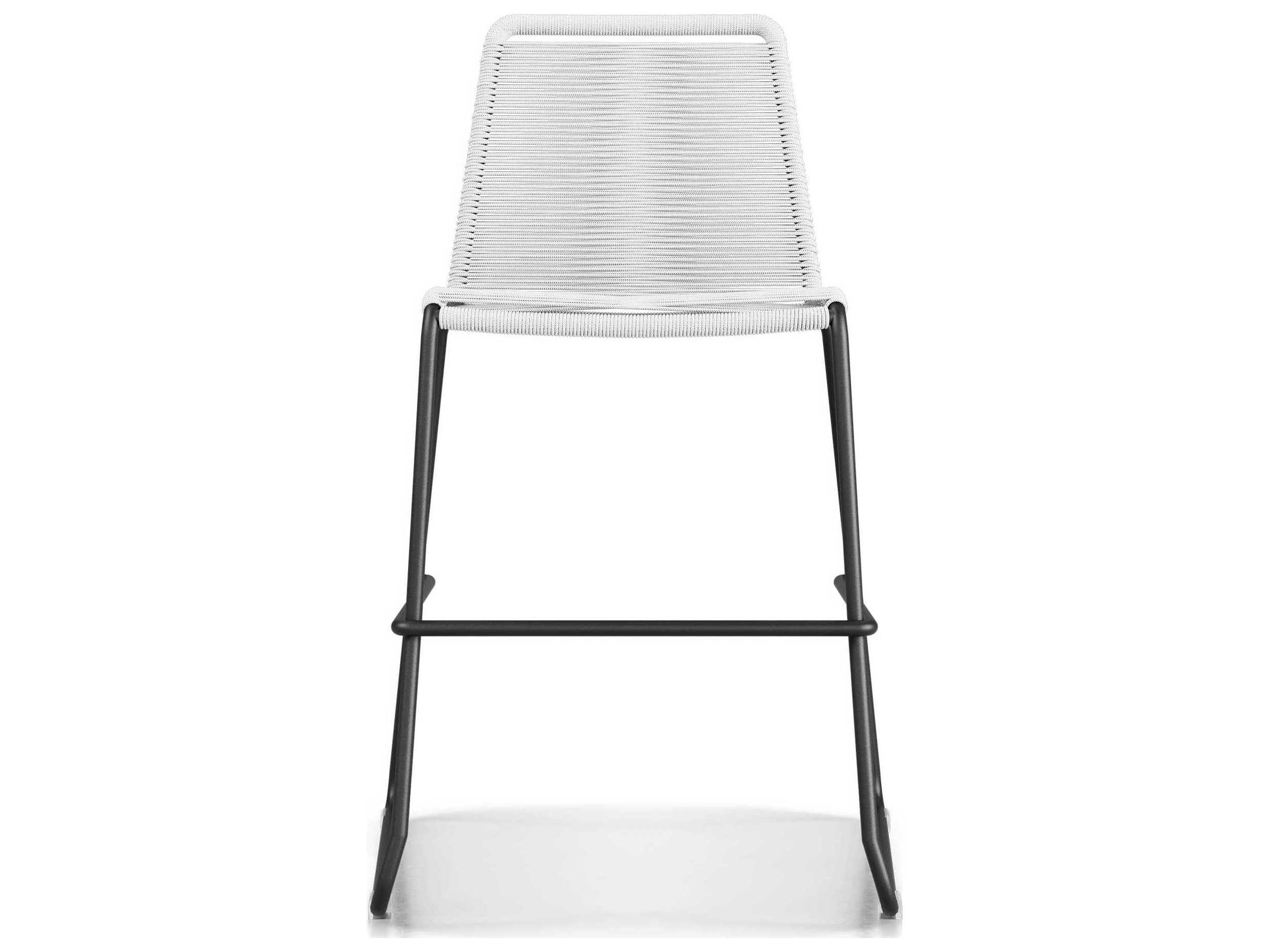 ModLuxe Outdoor Yuma Seat In White Regatta Cord, Frame Black Steel Rope Counter Stool