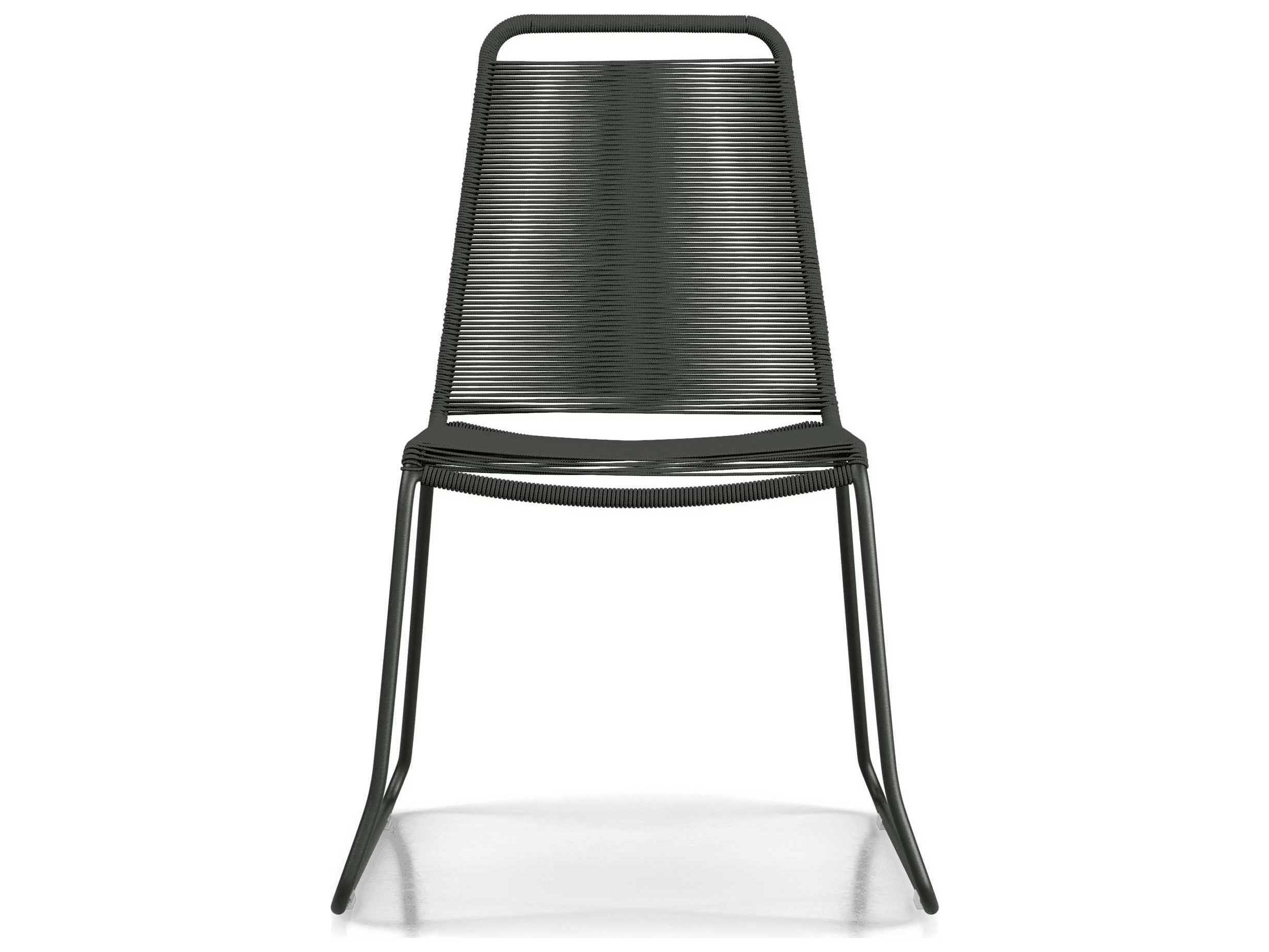 ModLuxe Outdoor Yuma Seat In Dark Gray Regatta Cord, Frame Black Steel Rope Lounge Chair