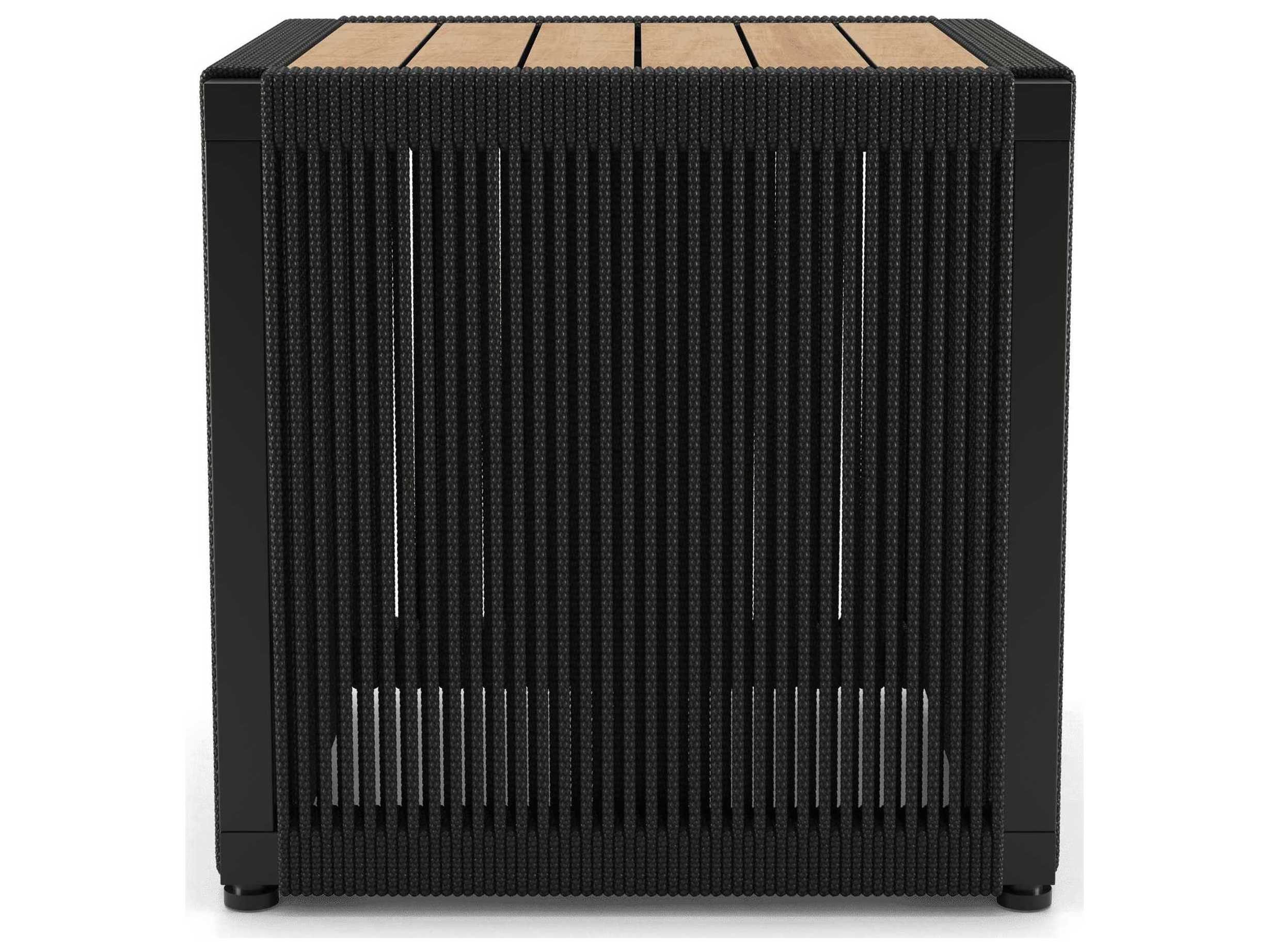 ModLuxe Outdoor Haukland Top In Teak, Body Black Cord, Structure Steel Square End Table