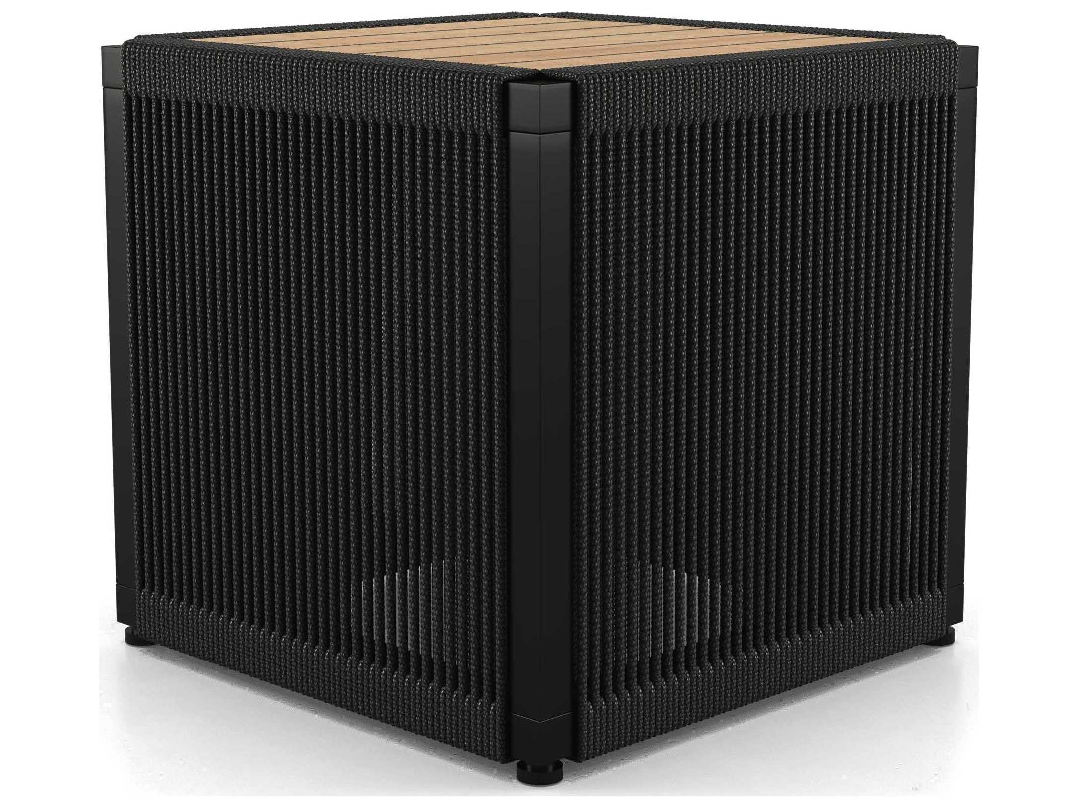 ModLuxe Outdoor Haukland Top In Teak, Body Black Cord, Structure Steel Square End Table
