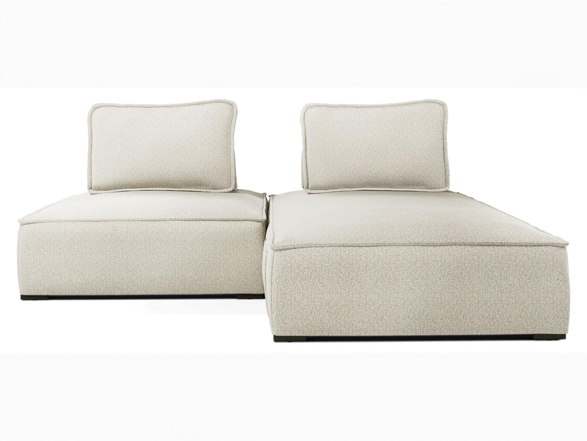 ModLuxe Outdoor Bahia Aluminum Right Facing Textured Greige Fabric Cushion 2-Pieces Modular Sofa
