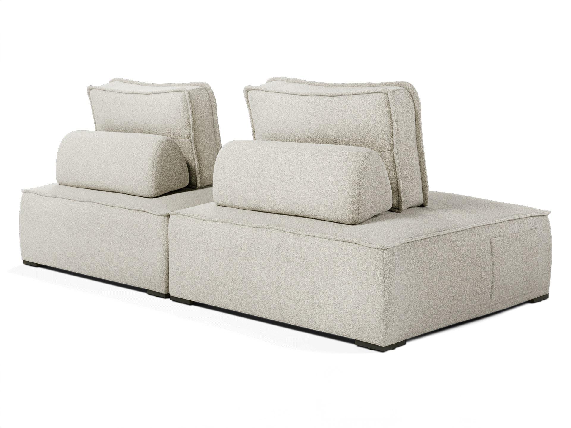 ModLuxe Outdoor Bahia Aluminum Right Facing Textured Greige Fabric Cushion 2-Pieces Modular Sofa