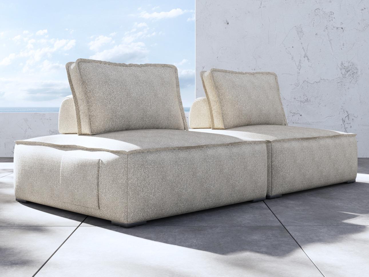 ModLuxe Outdoor Bahia Aluminum Textured Greige Fabric Cushion 2- Pieces Modular Sofa