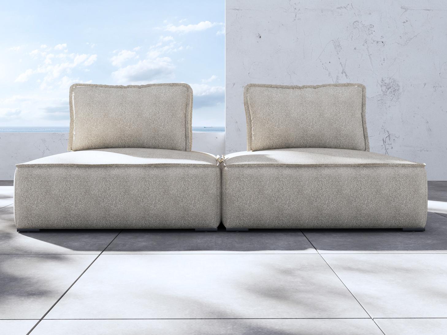 ModLuxe Outdoor Bahia Aluminum Textured Greige Fabric Cushion 2- Pieces Modular Sofa