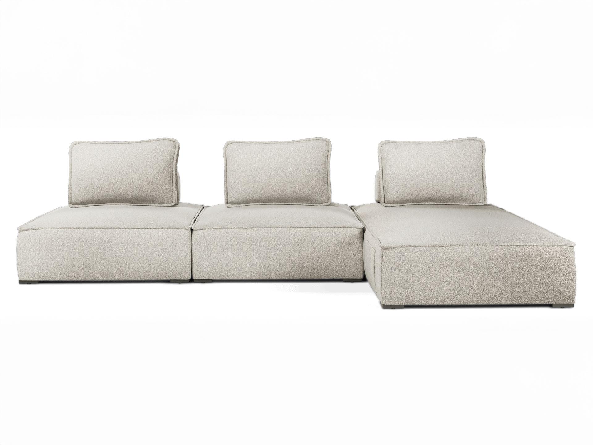 ModLuxe Outdoor Bahia Aluminum Right Facing Textured Greige Fabric Cushion 3-Pieces Modular Sofa
