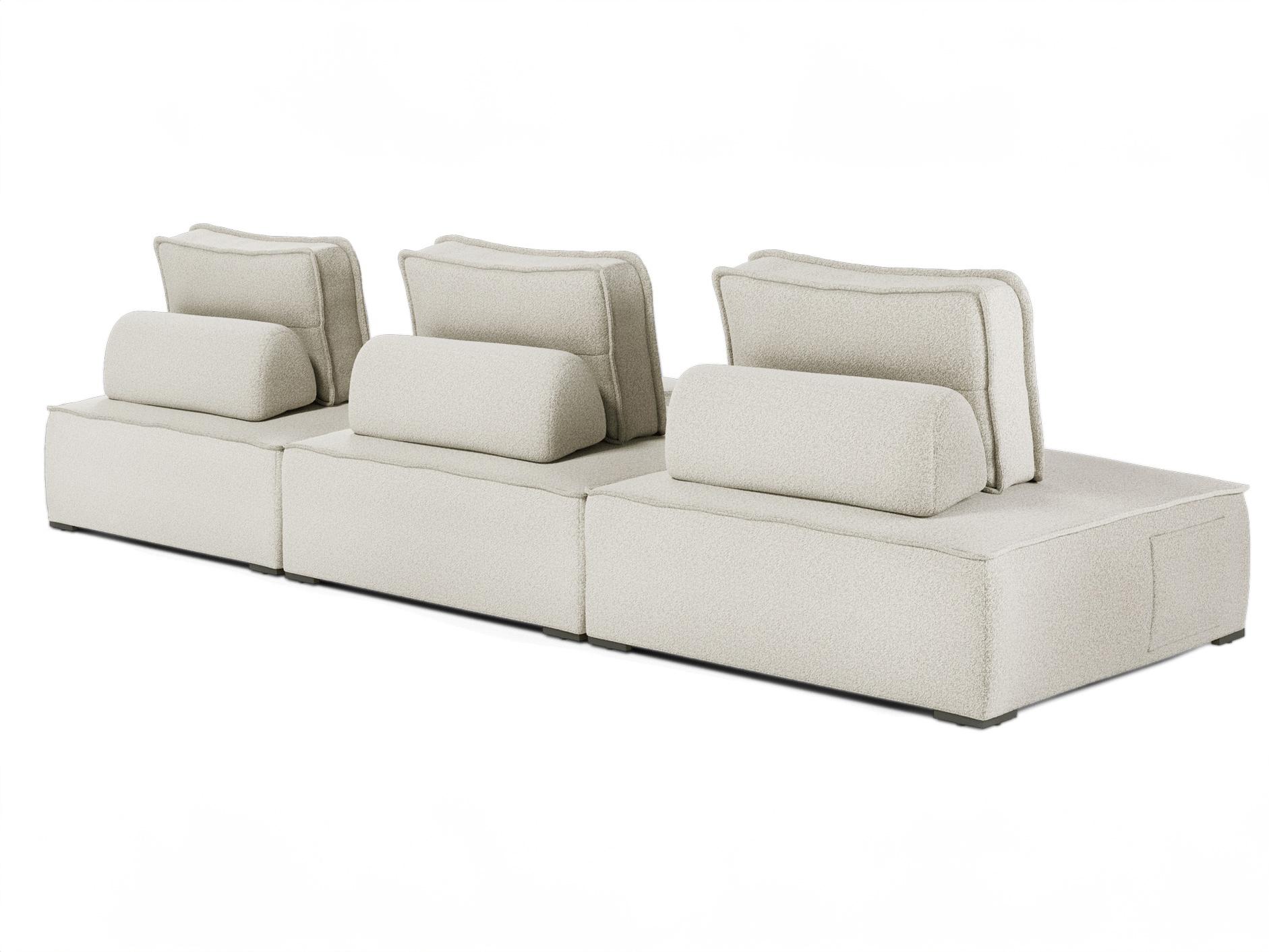 ModLuxe Outdoor Bahia Aluminum Right Facing Textured Greige Fabric Cushion 3-Pieces Modular Sofa