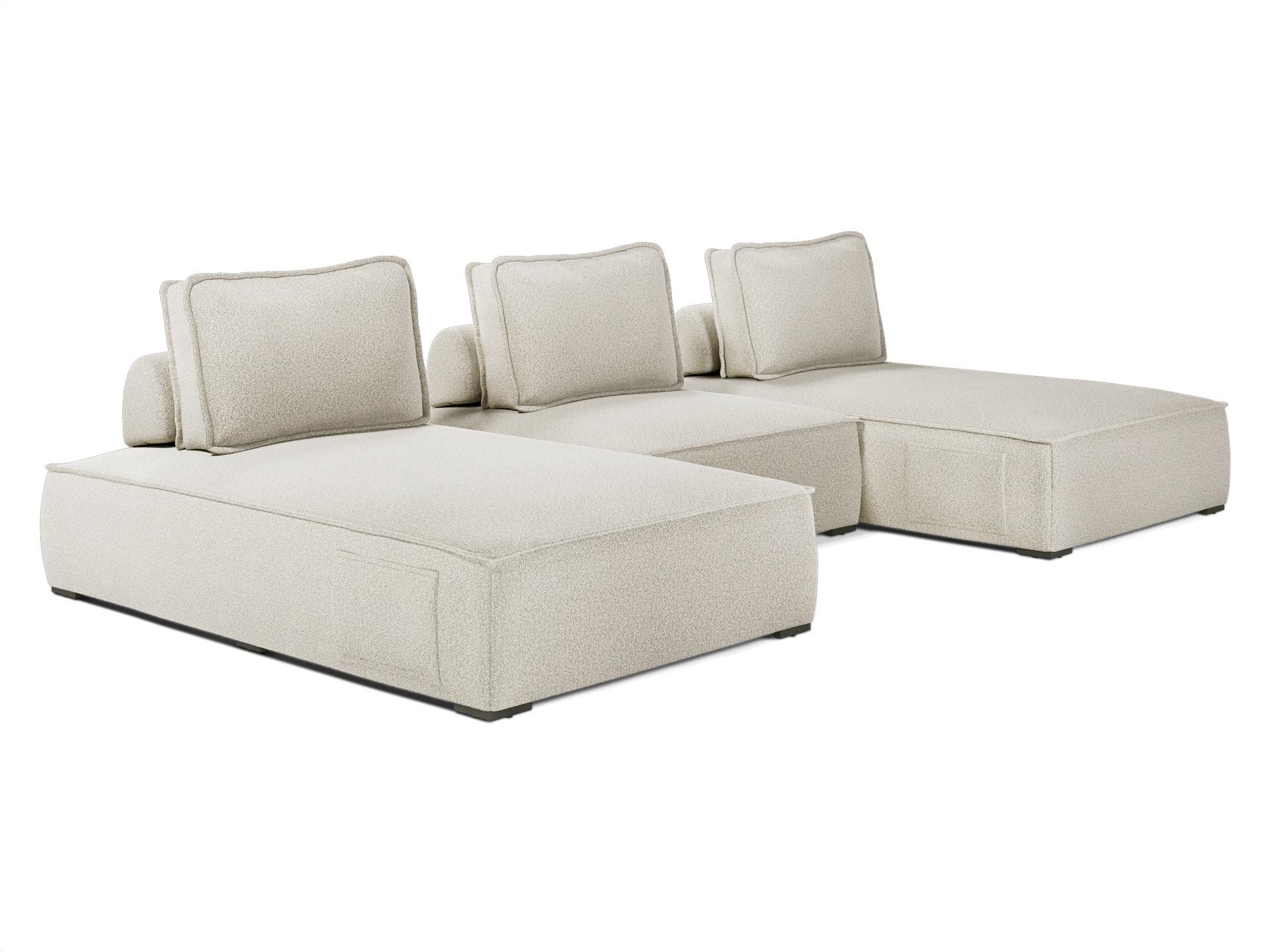 ModLuxe Outdoor Bahia Aluminum Textured Greige Fabric Cushion 3-Pieces Modular Sofa