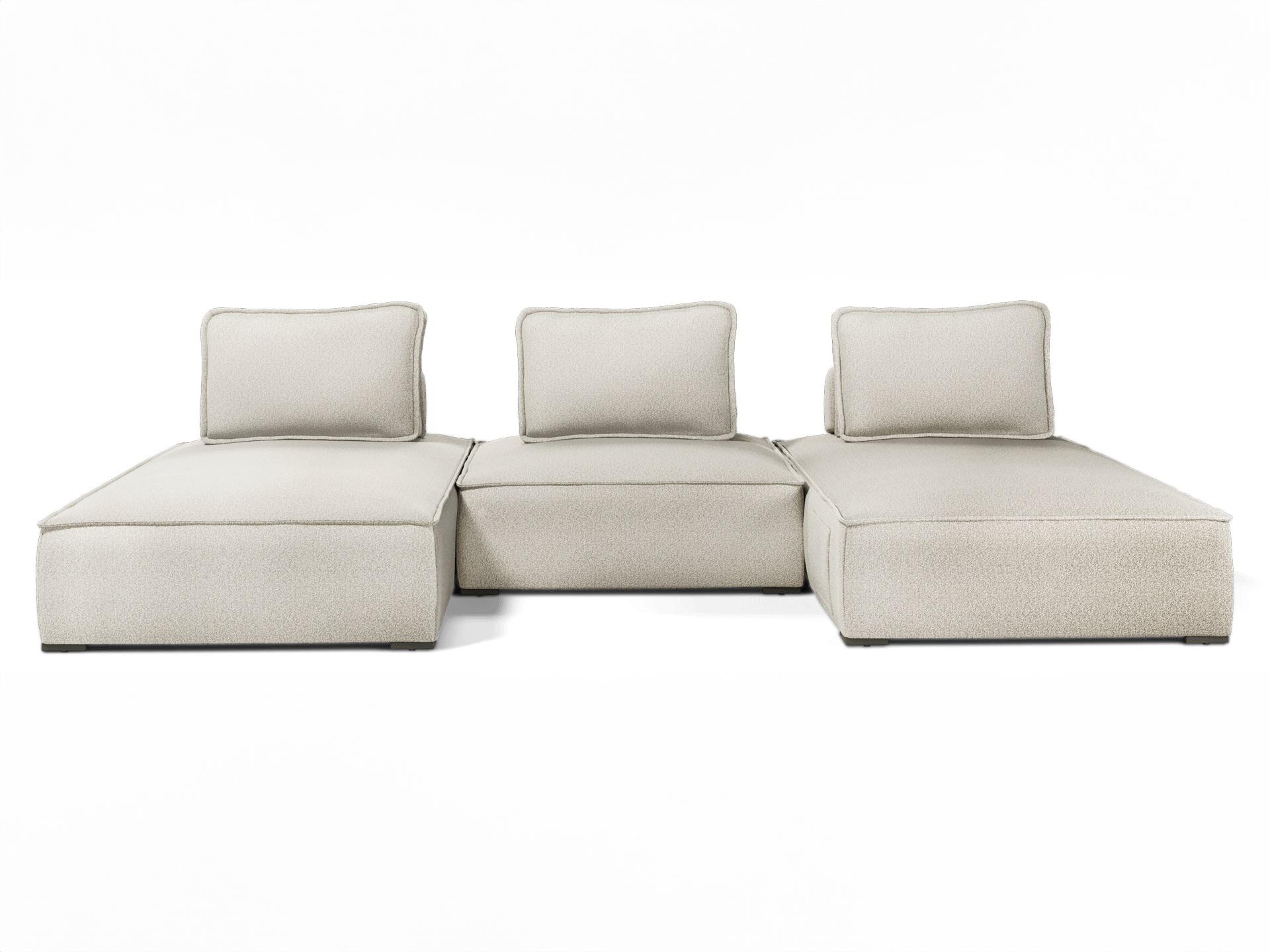 ModLuxe Outdoor Bahia Aluminum Textured Greige Fabric Cushion 3-Pieces Modular Sofa