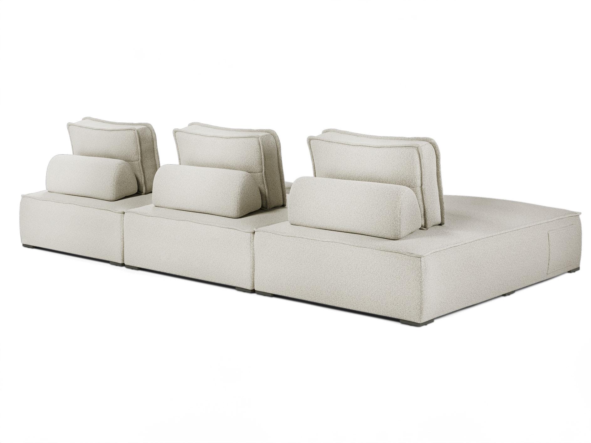 ModLuxe Outdoor Bahia Aluminum Textured Greige Fabric Cushion 3-Pieces Modular Sofa