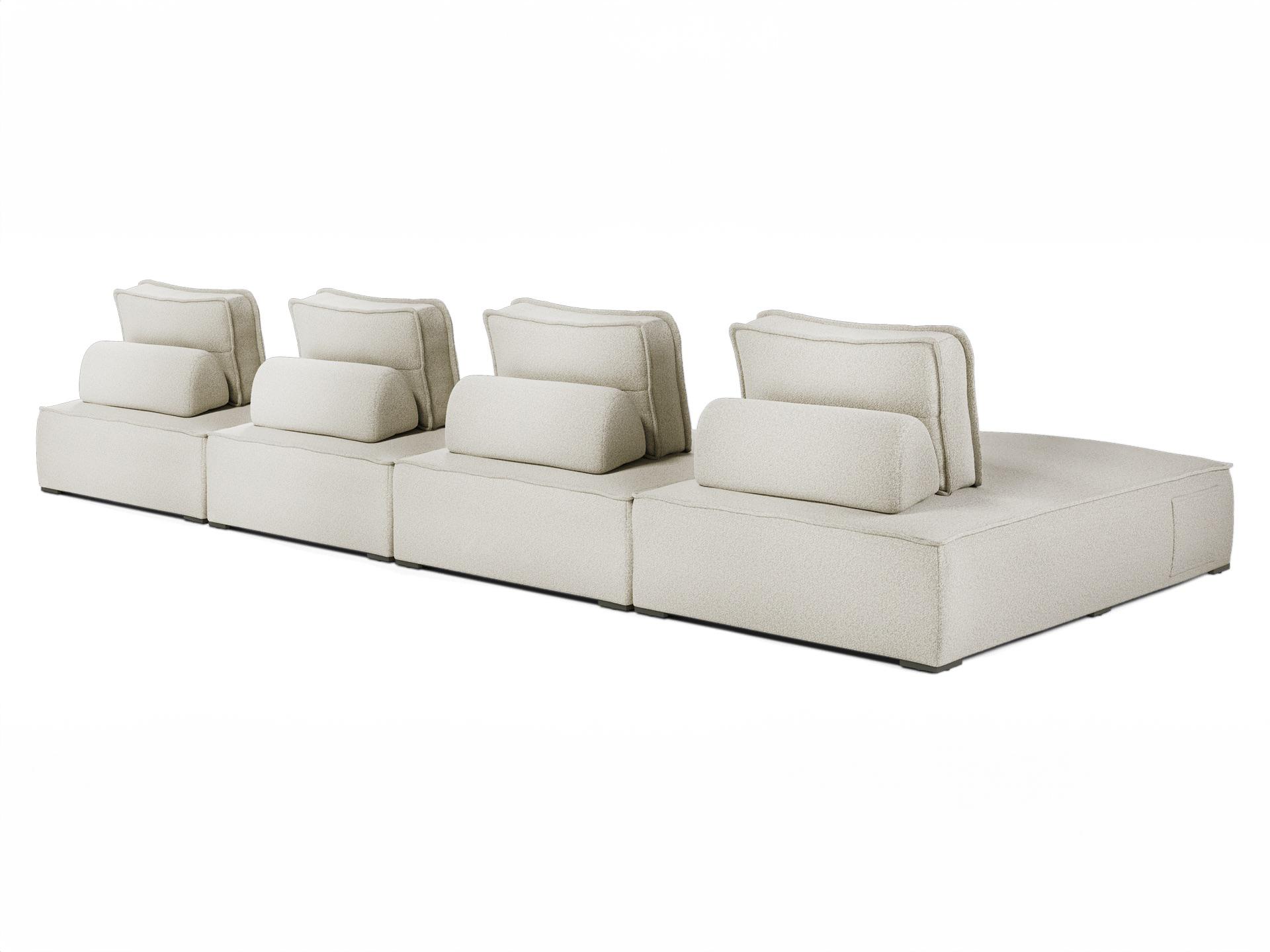 ModLuxe Outdoor Bahia Aluminum Textured Greige Fabric Cushion 4- Pieces Modular Sofa