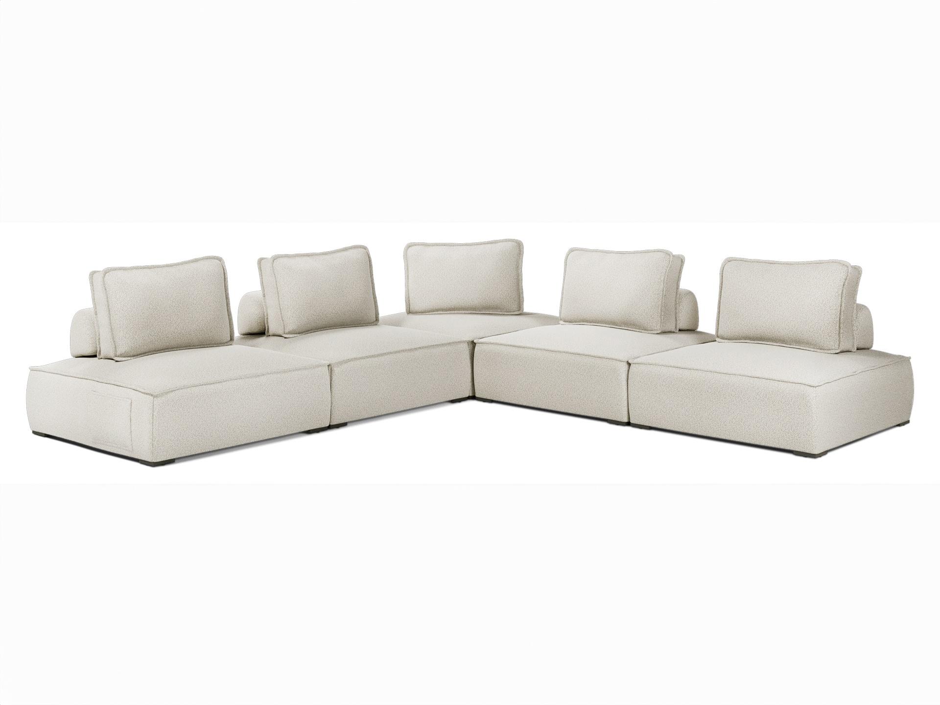 ModLuxe Outdoor Bahia Aluminum Left Facing Textured Greige Fabric Cushion 5- Pieces Modular Sofa