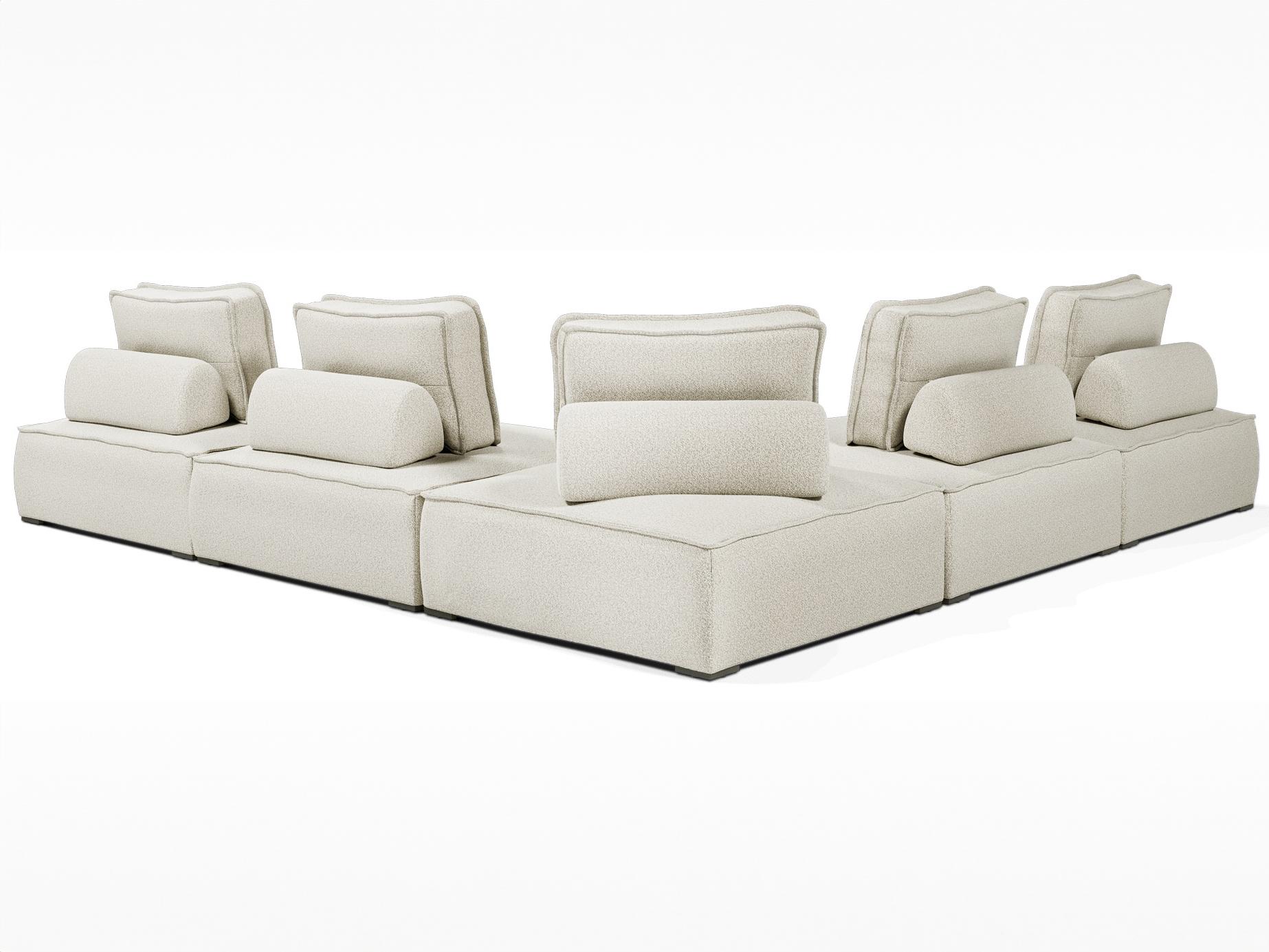 ModLuxe Outdoor Bahia Aluminum Left Facing Textured Greige Fabric Cushion 5- Pieces Modular Sofa