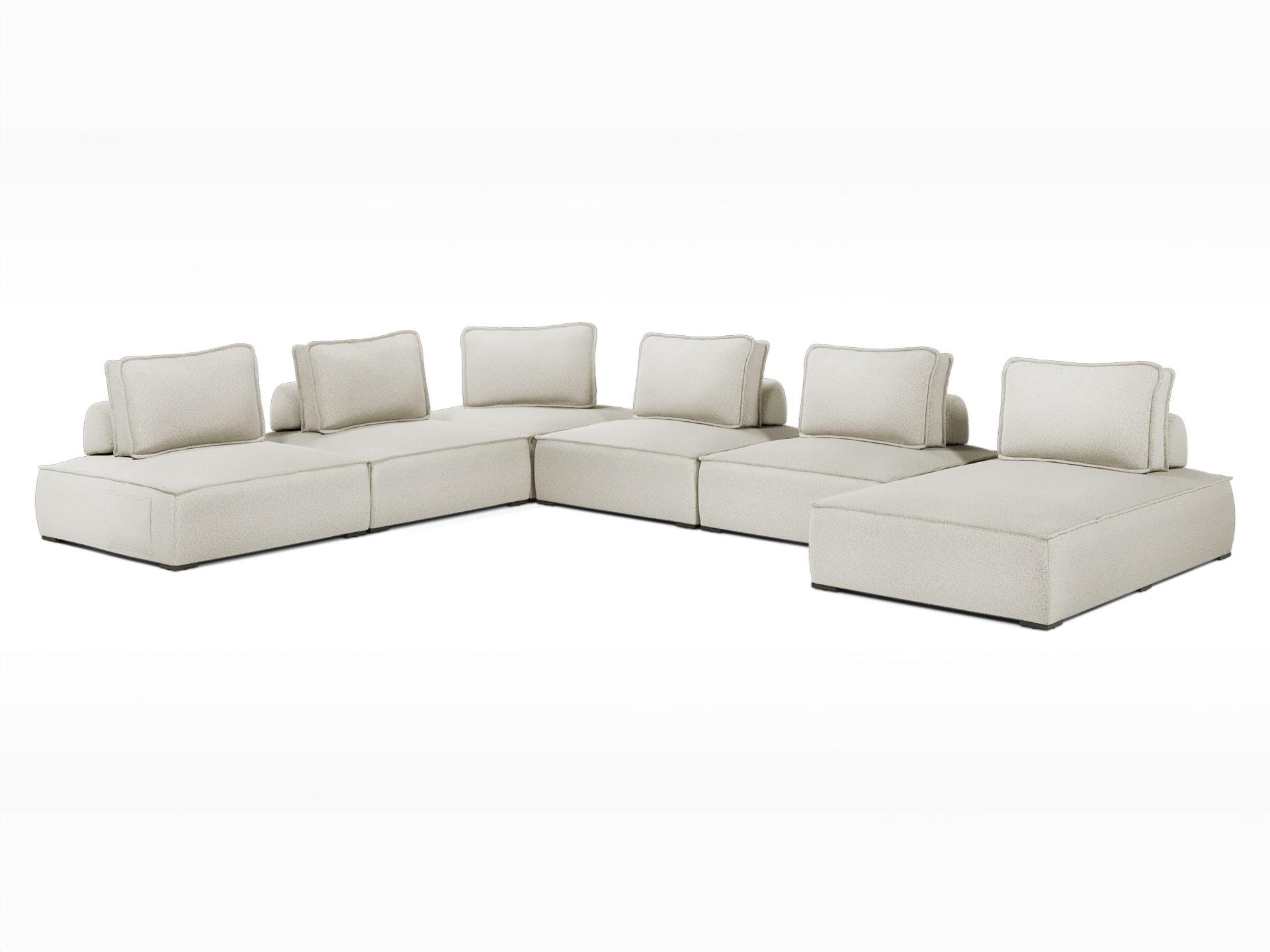 ModLuxe Outdoor Bahia Aluminum Right Facing Textured Greige Fabric Cushion 6- Pieces Modular Sofa