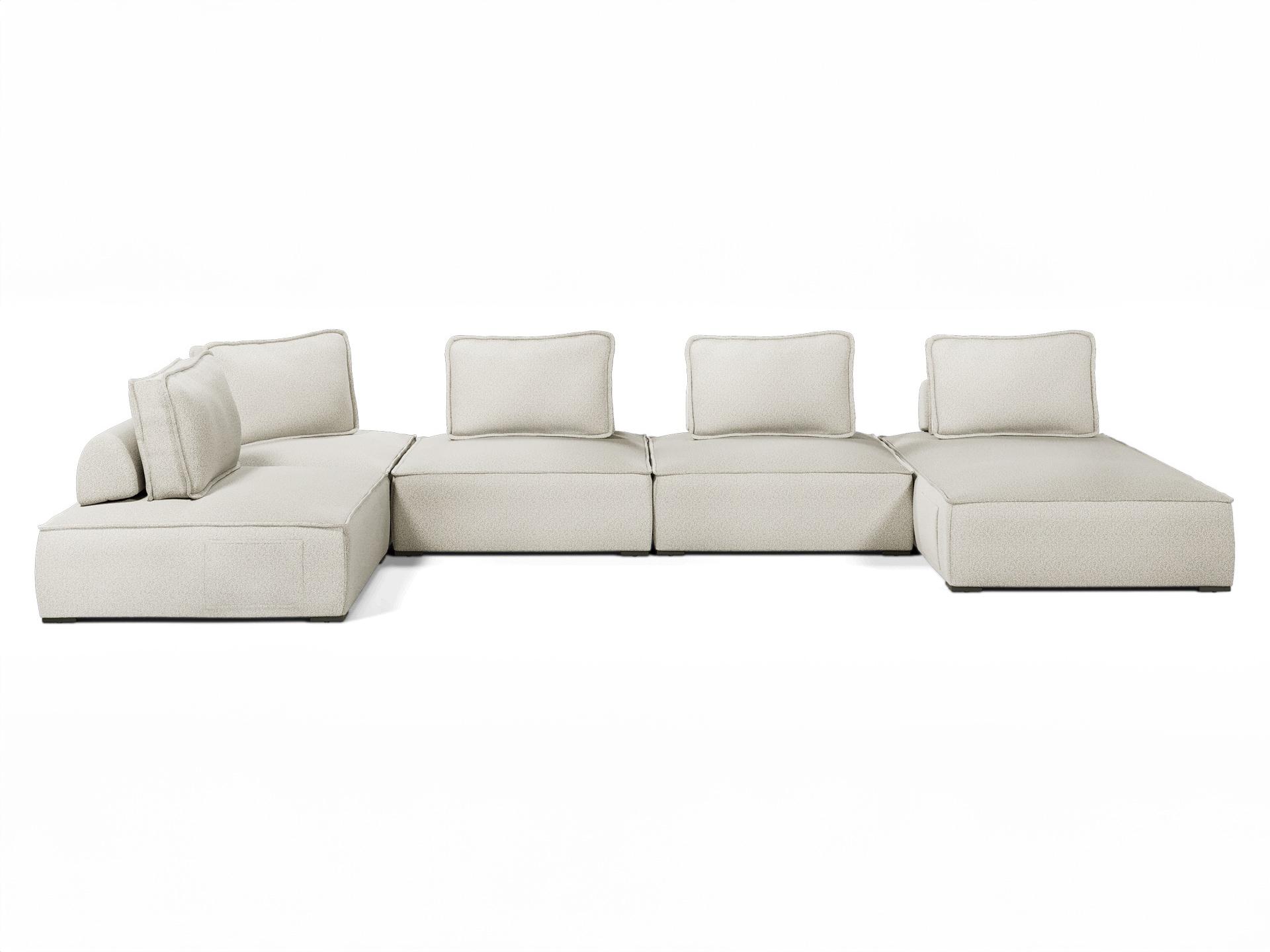 ModLuxe Outdoor Bahia Aluminum Textured Greige Fabric Cushion 5- Pieces Modular Sofa