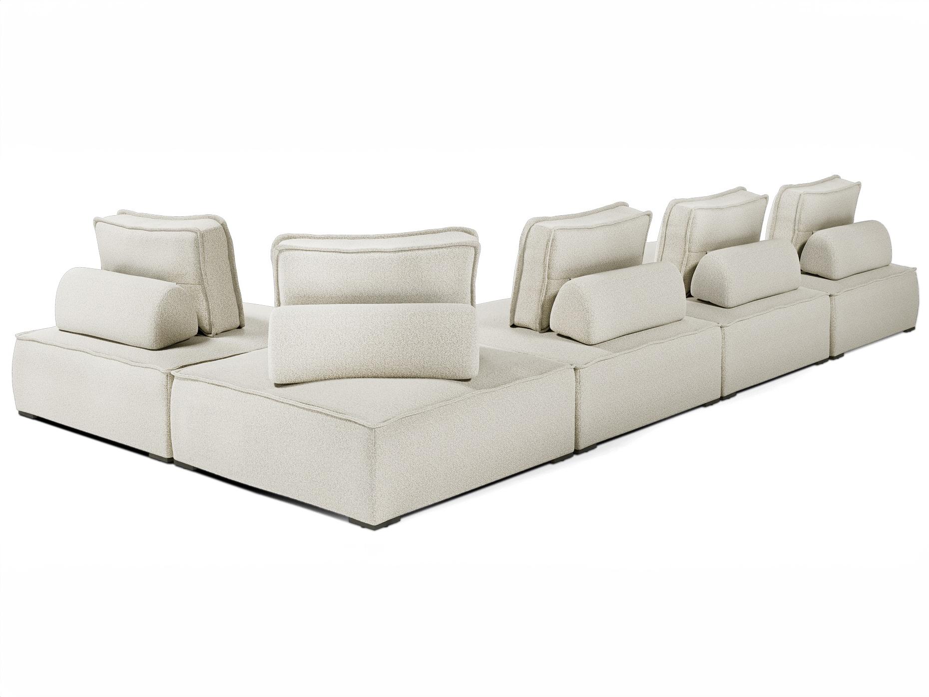 ModLuxe Outdoor Bahia Aluminum Textured Greige Fabric Cushion 5- Pieces Modular Sofa