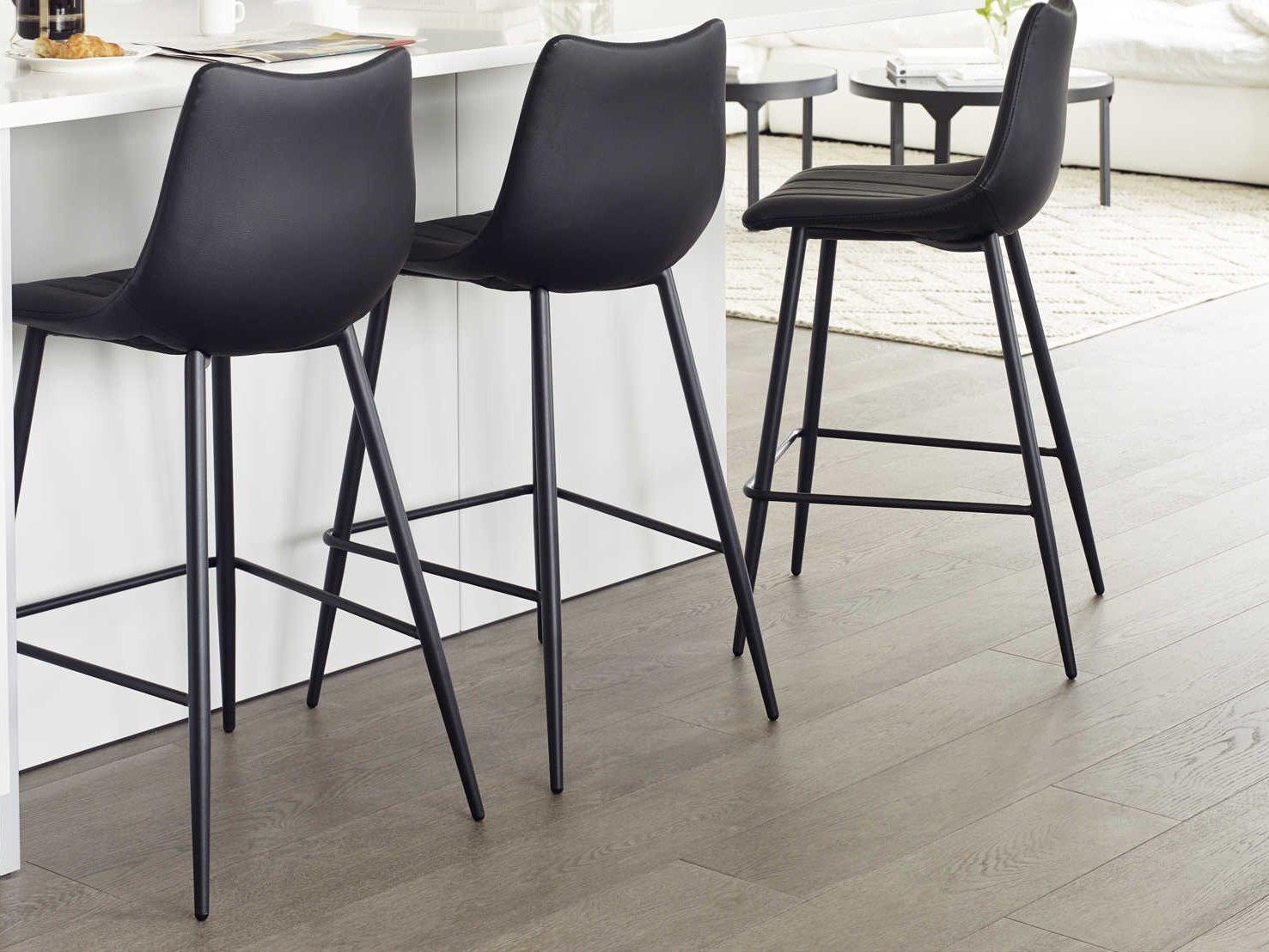 Moe's Home Alibi Black Faux Leather Counter Set