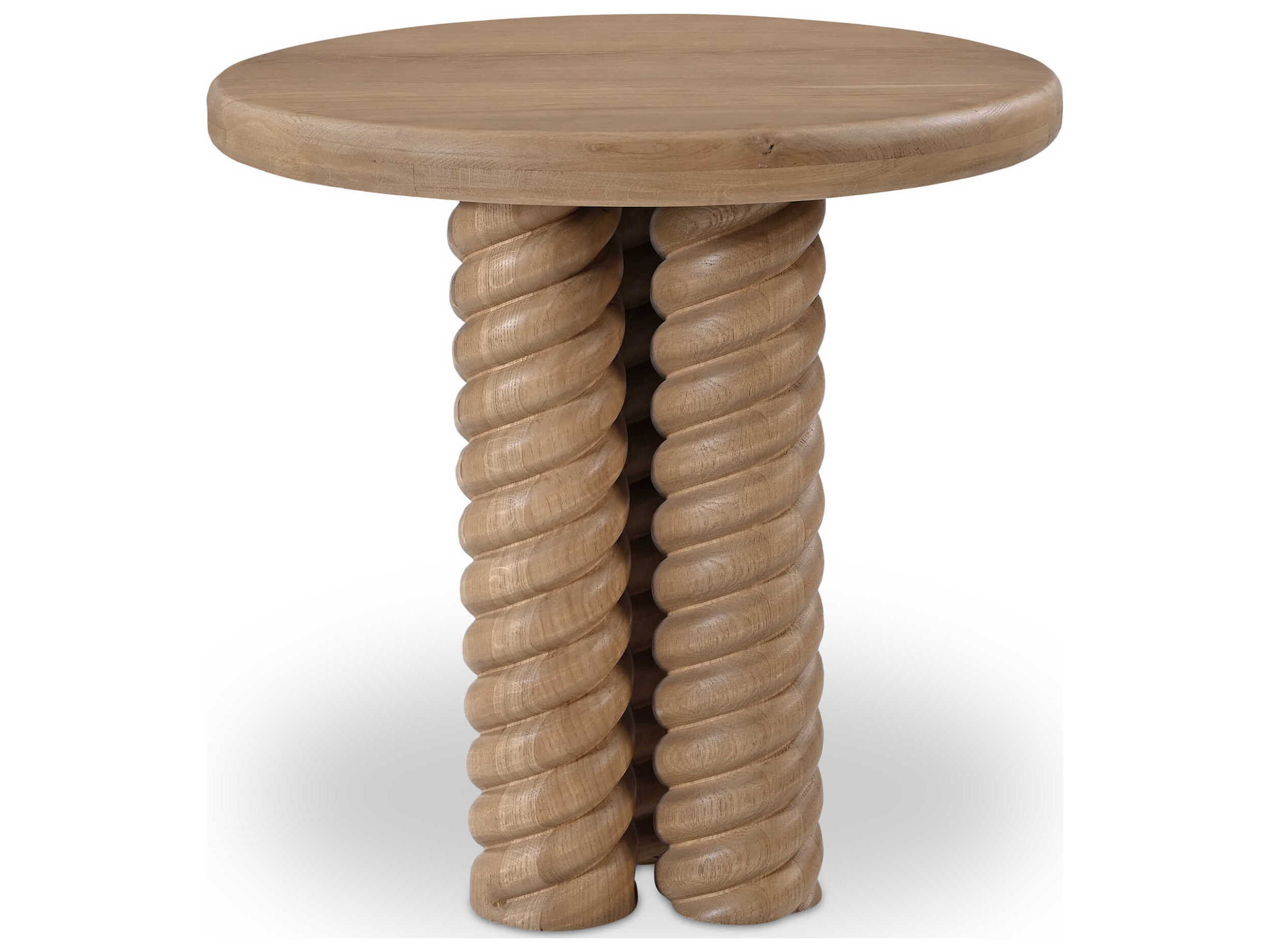 Moe's Home Treccia Round Wood Natural End Table