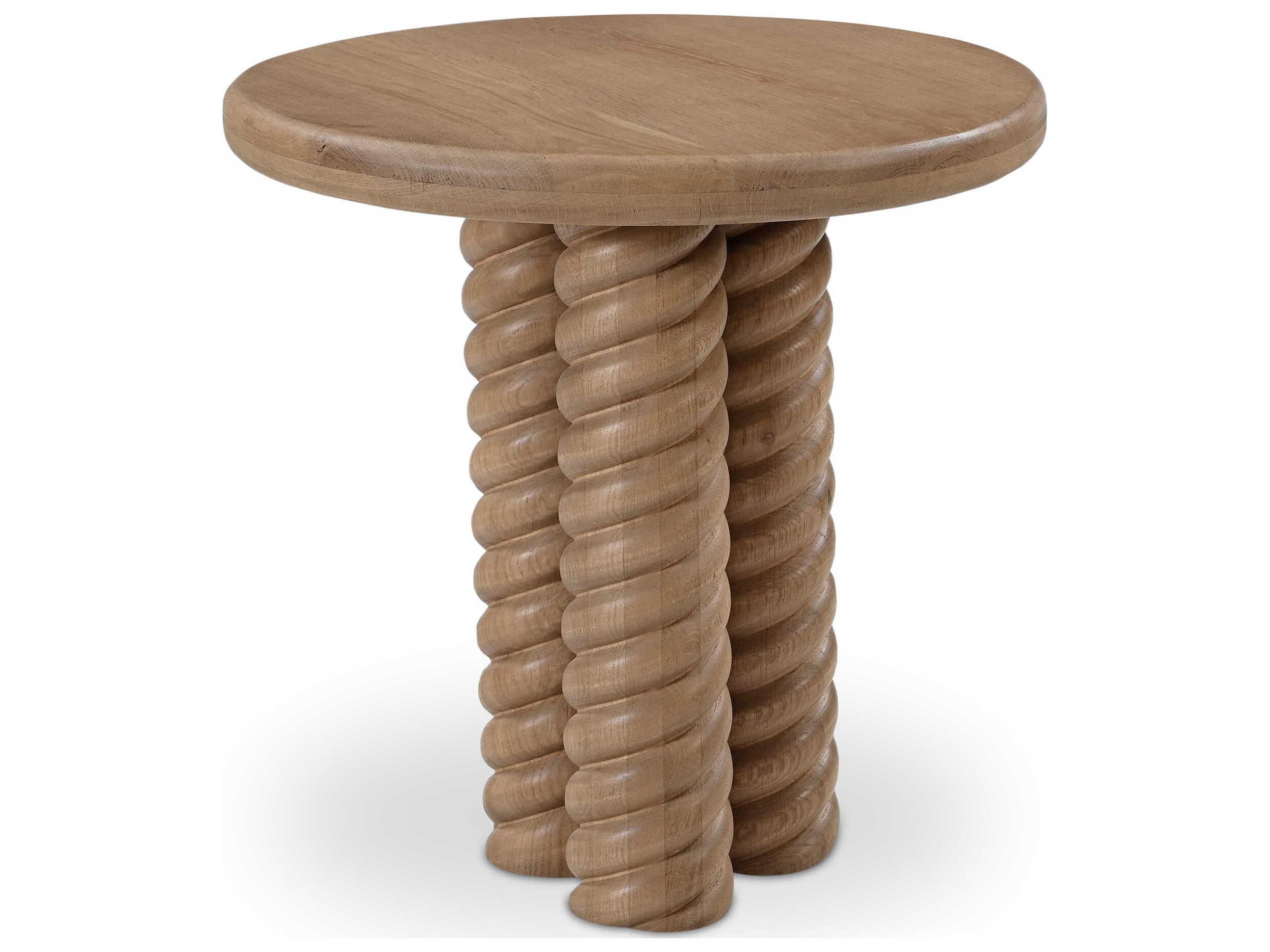 Moe's Home Treccia Round Wood Natural End Table