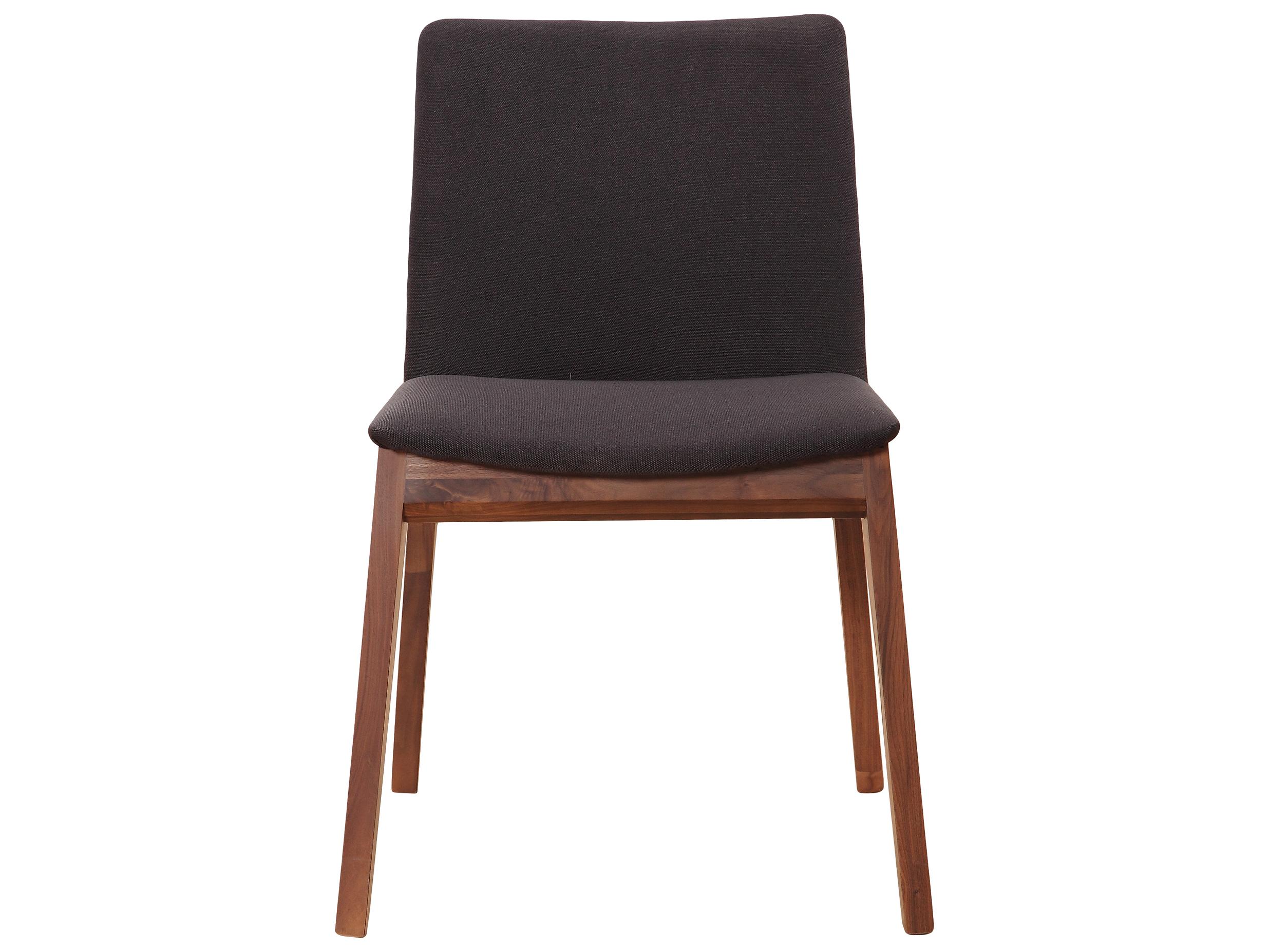 Moe's Home Deco Walnut Wood Black Upholstered Side Dining Chair - Set of Two