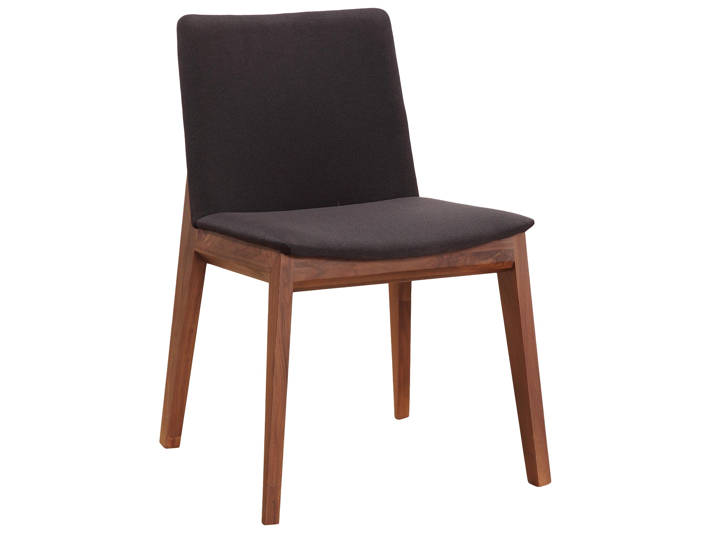 Moe's Home Deco Walnut Wood Black Upholstered Side Dining Chair - Set of Two