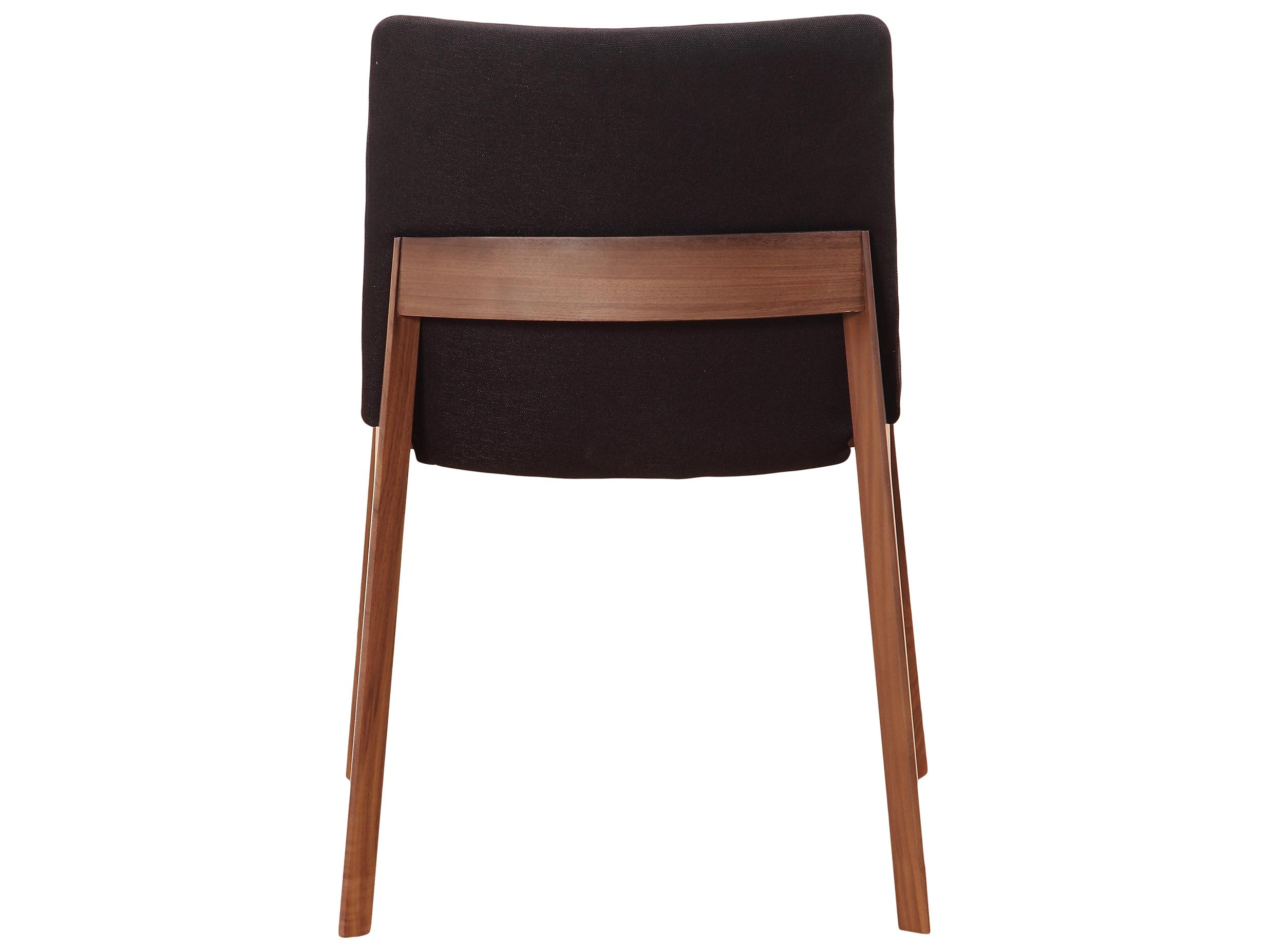 Moe's Home Deco Walnut Wood Black Upholstered Side Dining Chair - Set of Two