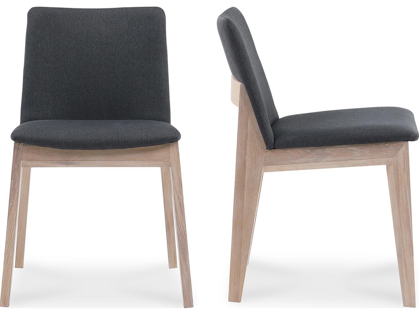 Moe's Home Deco Oak Wood Gray Upholstered Side Dining Chair - Set of Two