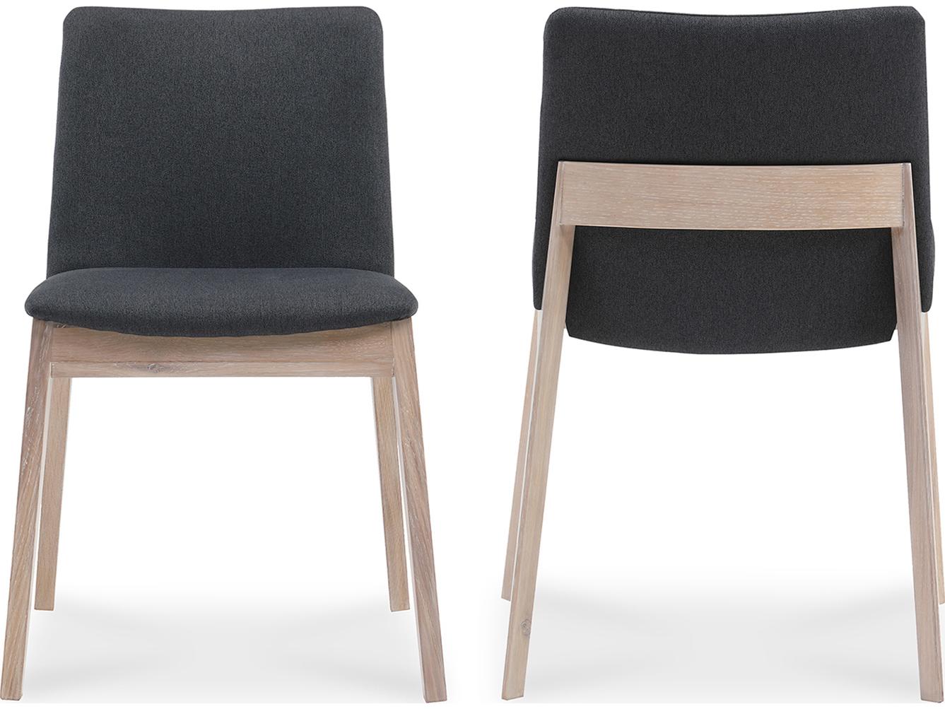 Moe's Home Deco Oak Wood Gray Upholstered Side Dining Chair - Set of Two