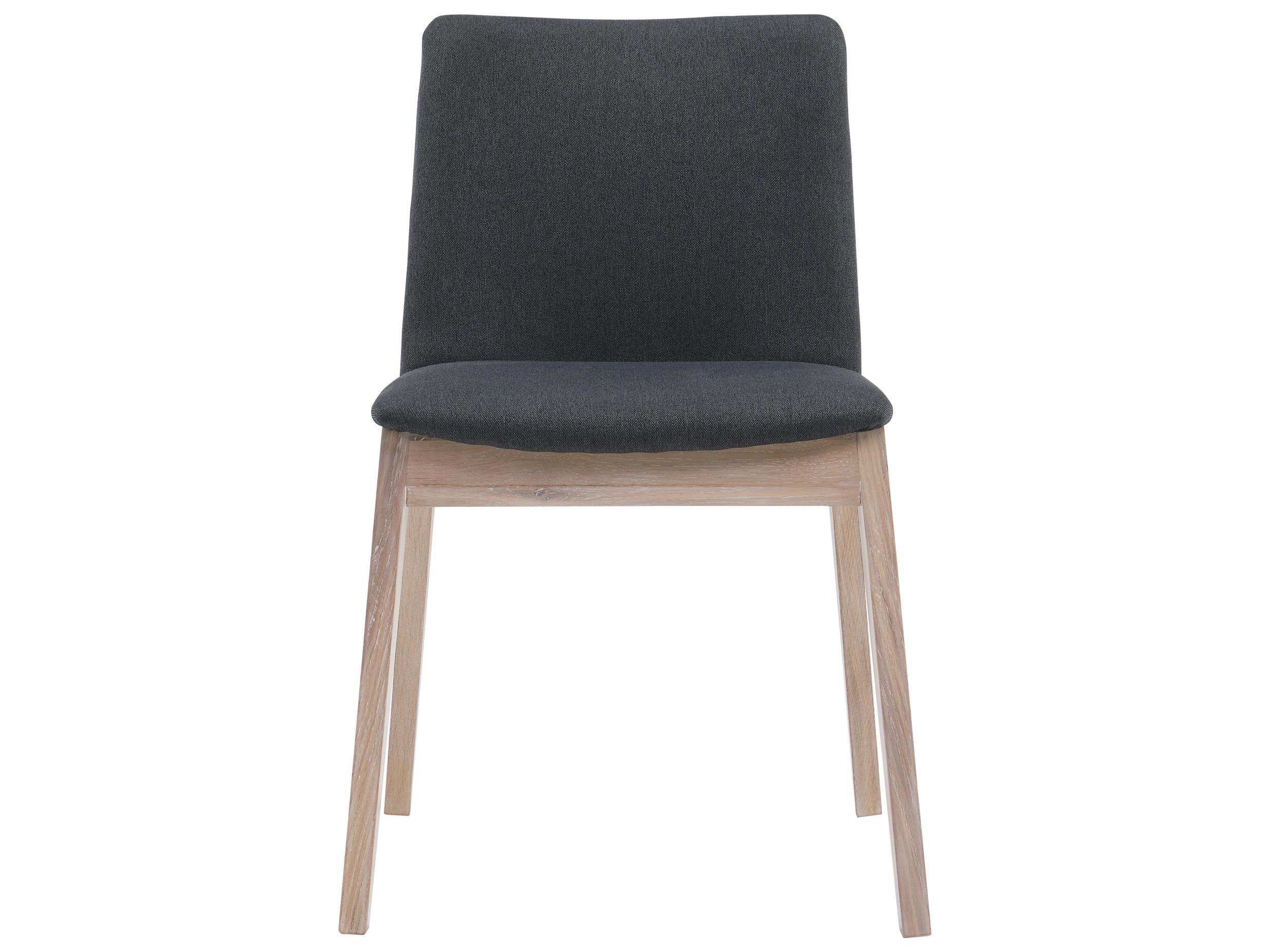 Moe's Home Deco Oak Wood Gray Upholstered Side Dining Chair - Set of Two