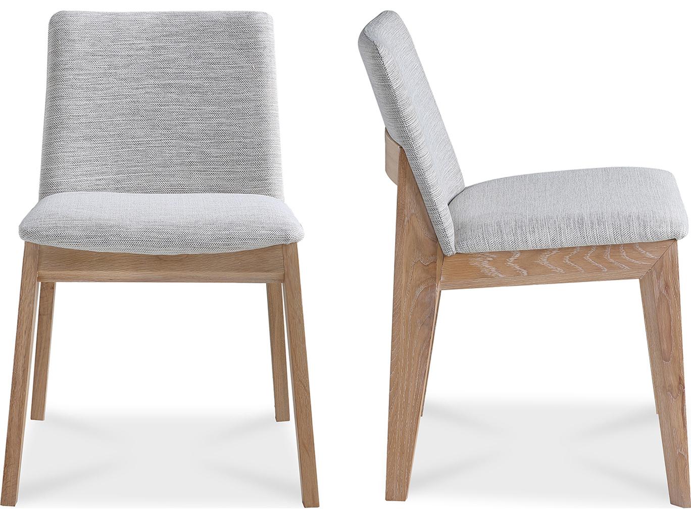 Moe's Home Deco Oak Wood Gray Upholstered Side Dining Chair - Set of Two