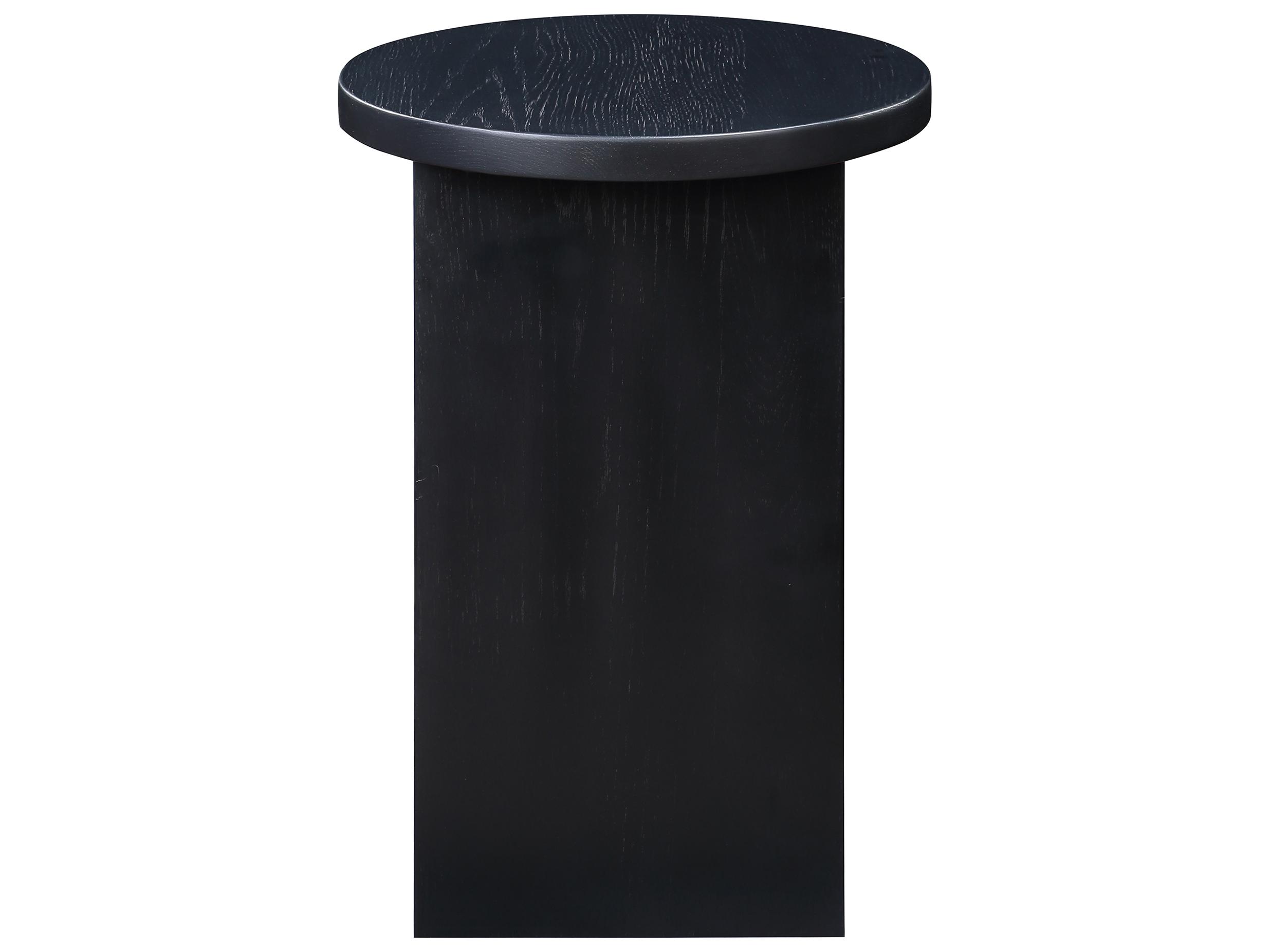 Moe's Home Grace Round Wood Black Oak End Table