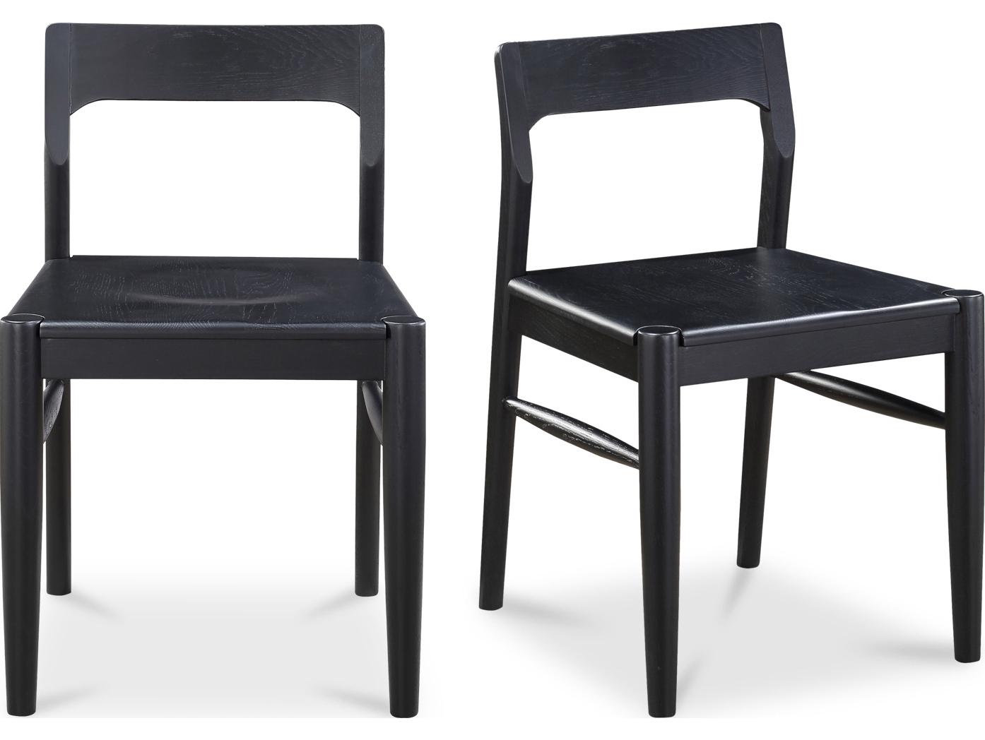 Moe's Home Owing Oak Wood Black Side Dining Chair - Set of Two
