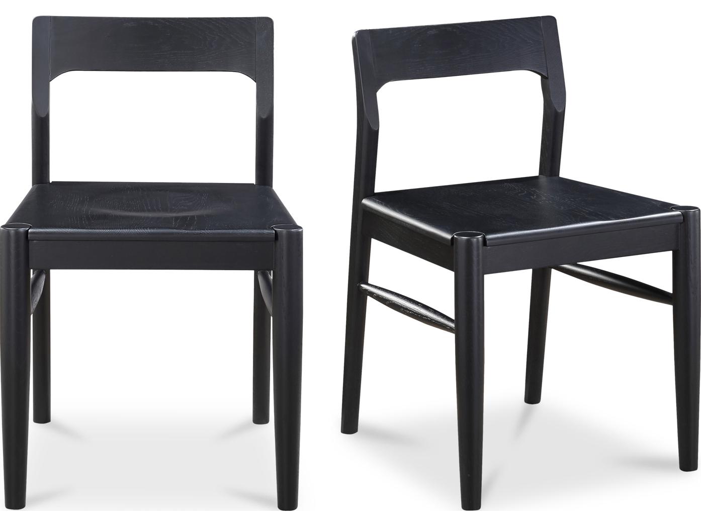 Moe's Home Owing Oak Wood Black Side Dining Chair - Set of Two