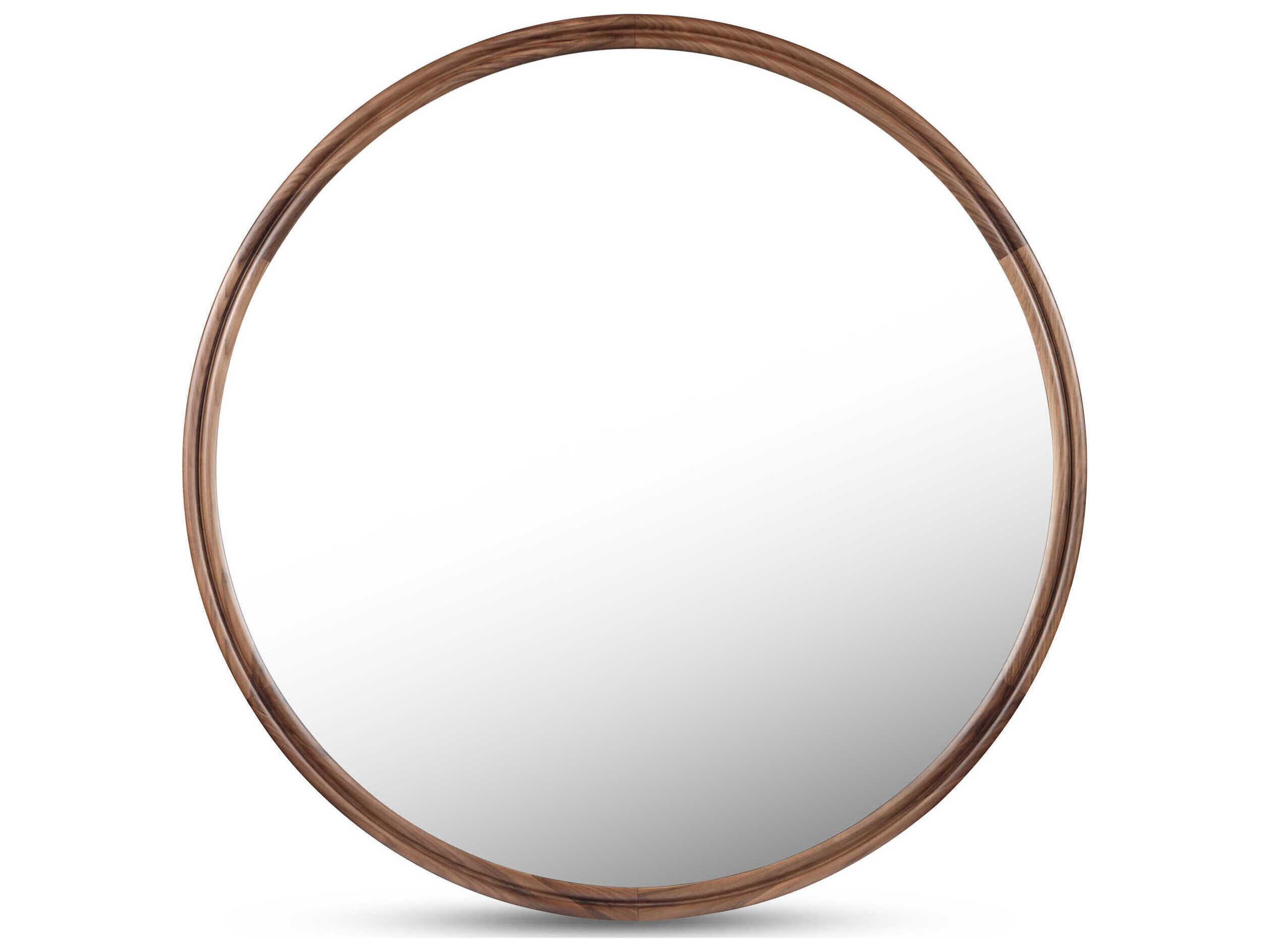 Moe's Home Alcott Natural Walnut Round Wall Mirror